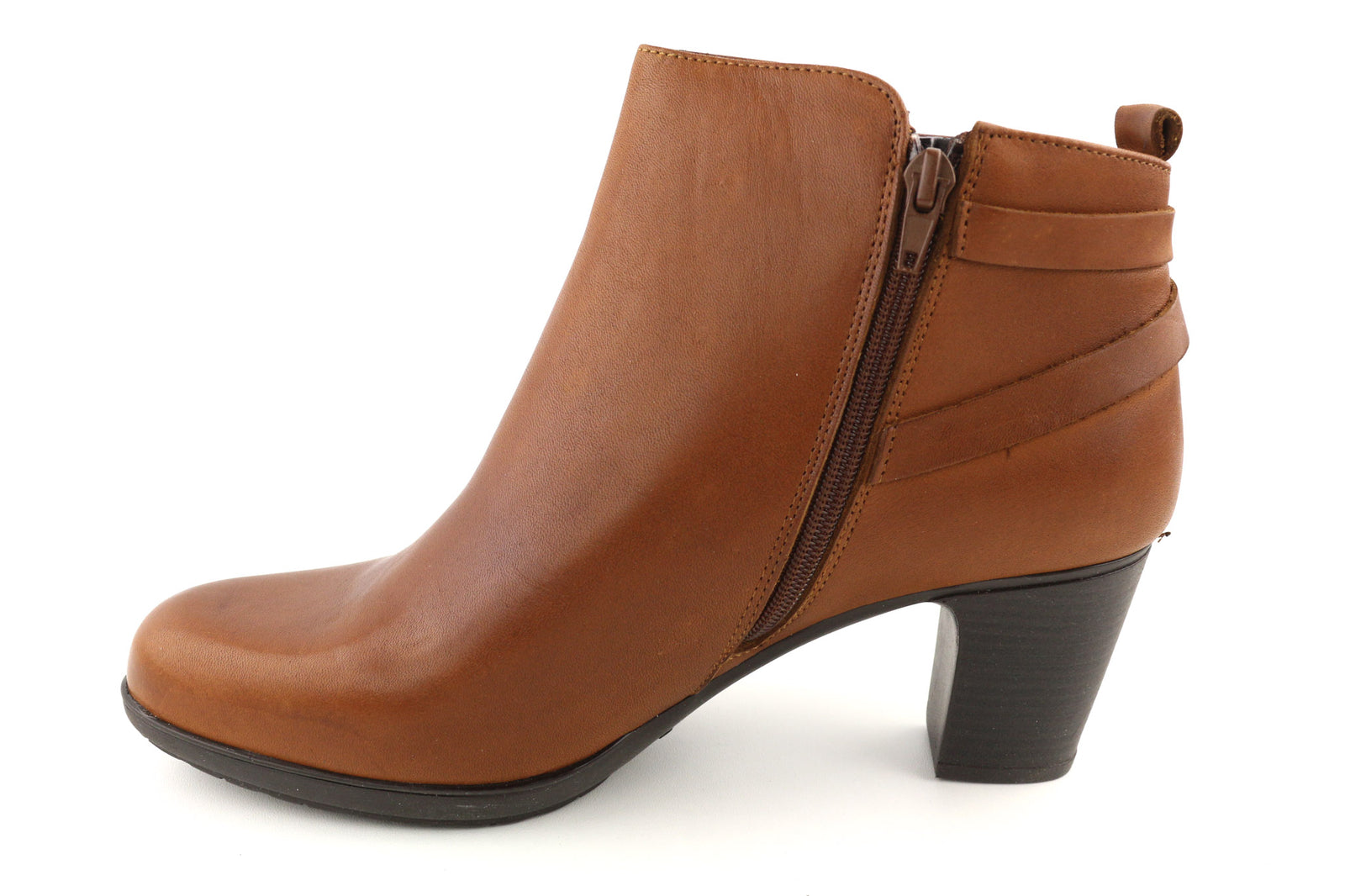 BLUEGENEX Napa Cuero Women Boots EU41 Brown Leather Almond Toe Zip Ankle Heel