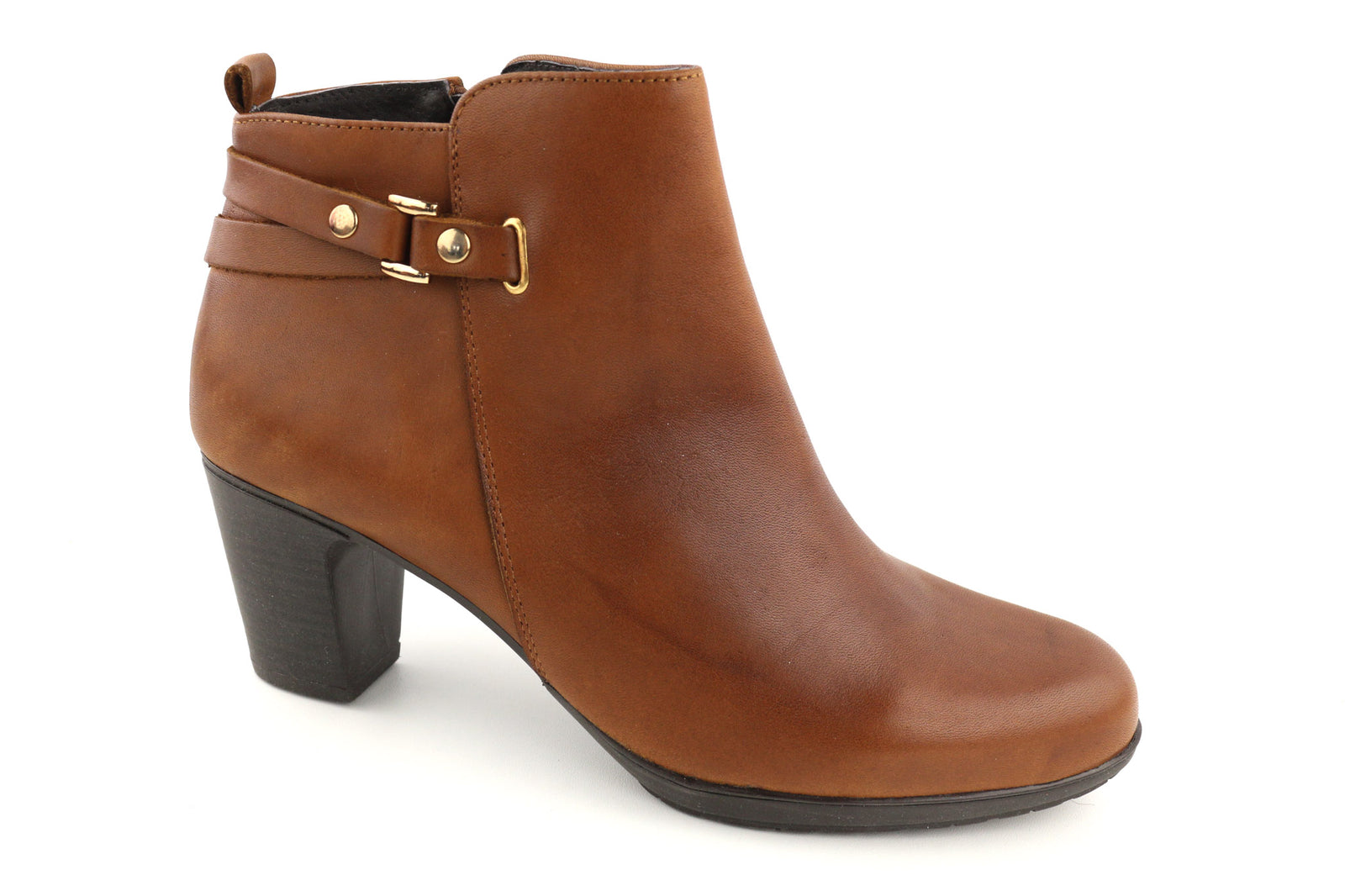 BLUEGENEX Napa Cuero Women Boots EU41 Brown Leather Almond Toe Zip Ankle Heel