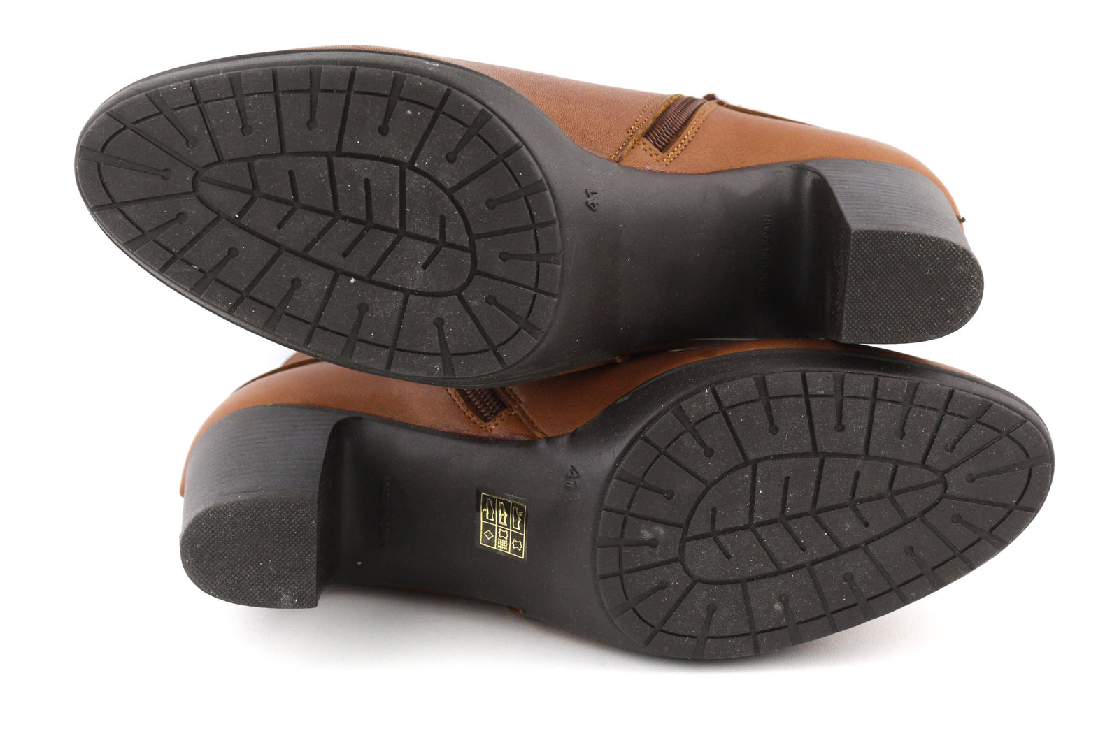 BLUEGENEX Napa Cuero Women Boots EU41 Brown Leather Almond Toe Zip Ankle Heel