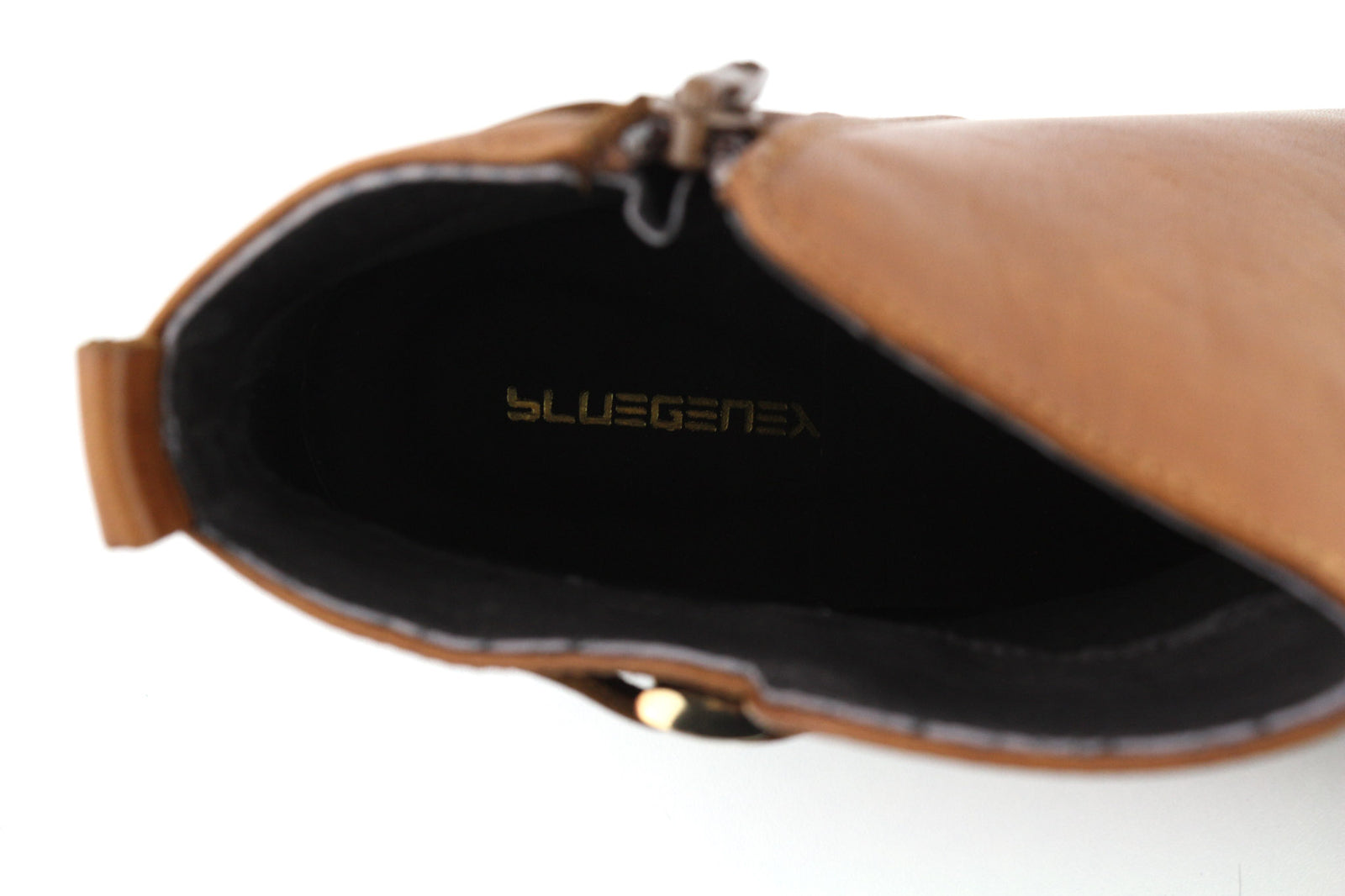 BLUEGENEX Napa Cuero Women Boots EU41 Brown Leather Almond Toe Zip Ankle Heel