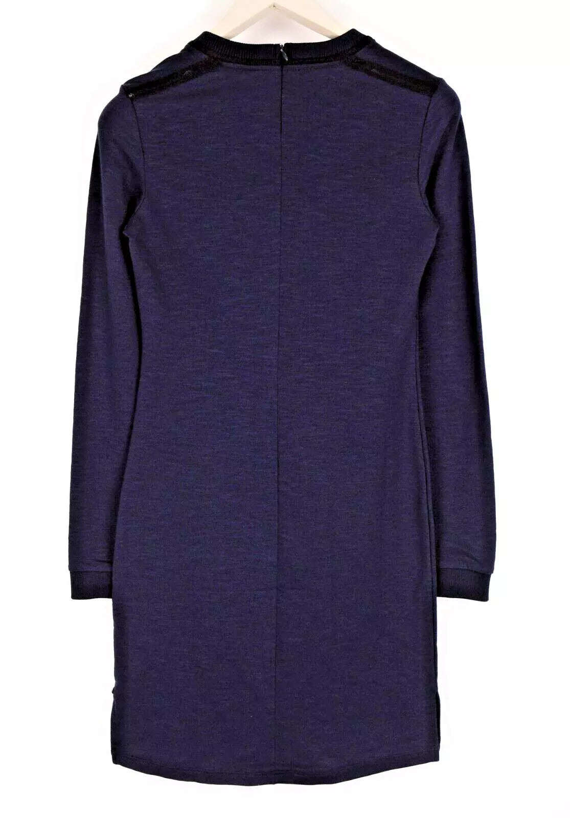 MAISON SCOTCH Women Dress S Navy Cotton Blend Stretch Long Sleeved Knee-Length