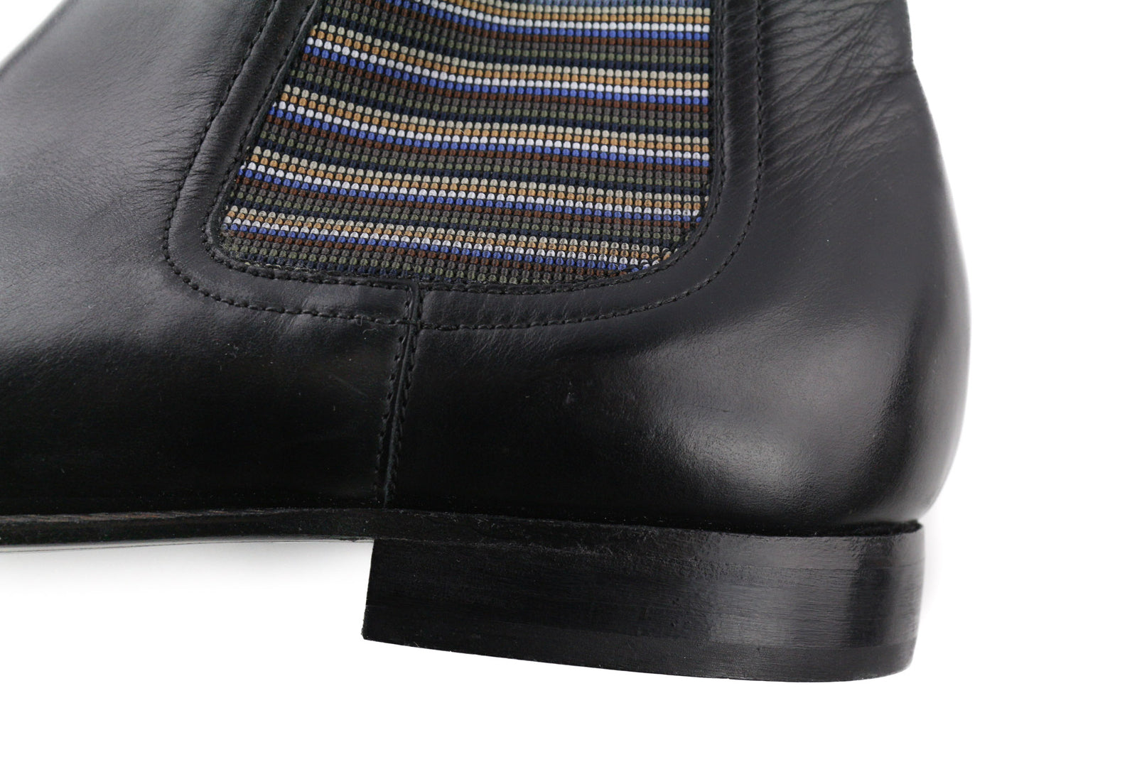 MINELLI Cayan Men Boots EU40 UK6.5 Black Calfskin Ankle Square Toe Pull On Print