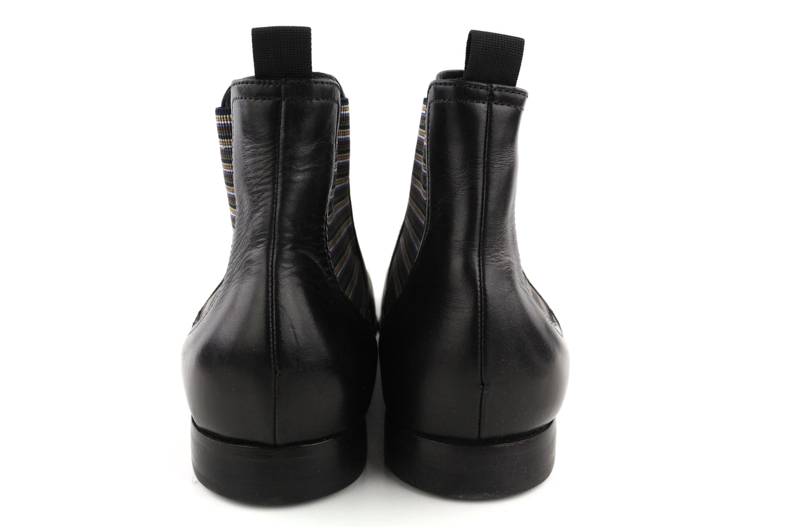 MINELLI Cayan Men Boots EU40 UK6.5 Black Calfskin Ankle Square Toe Pull On Print