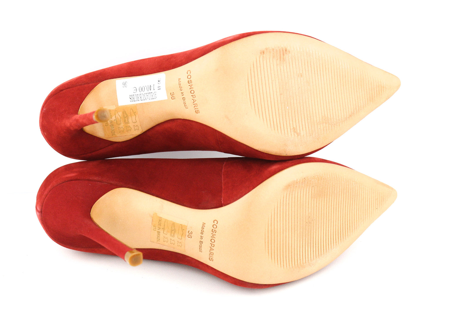 COSMOPARIS Avelia/Nub Rubis Women Heel EU36 UK3.5 Red Leather Pumps Pointed Toe