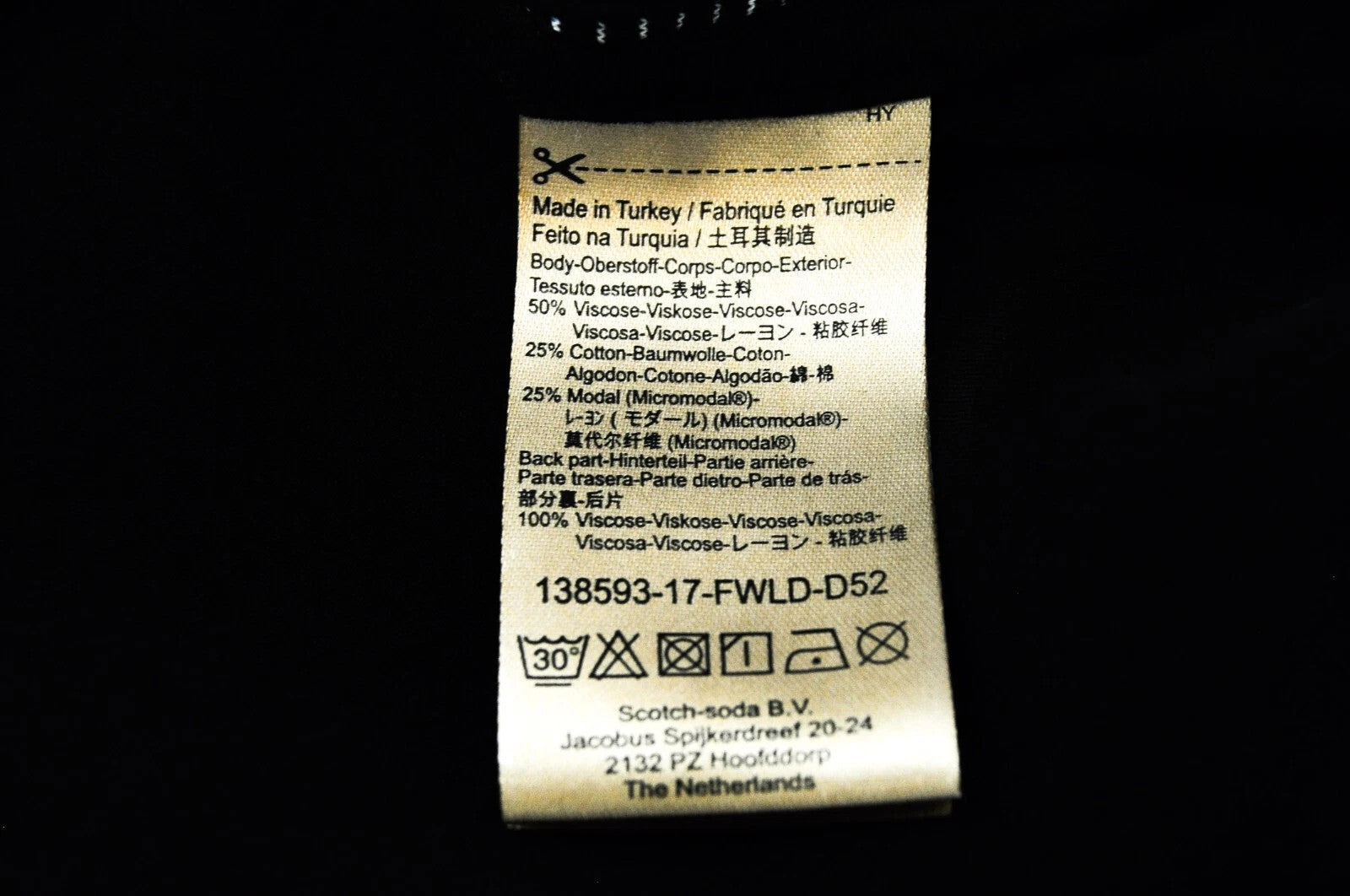 SCOTCH & SODA Ams Blauw Women T-Shirt S Black Striped Long Sleeveless Cotton