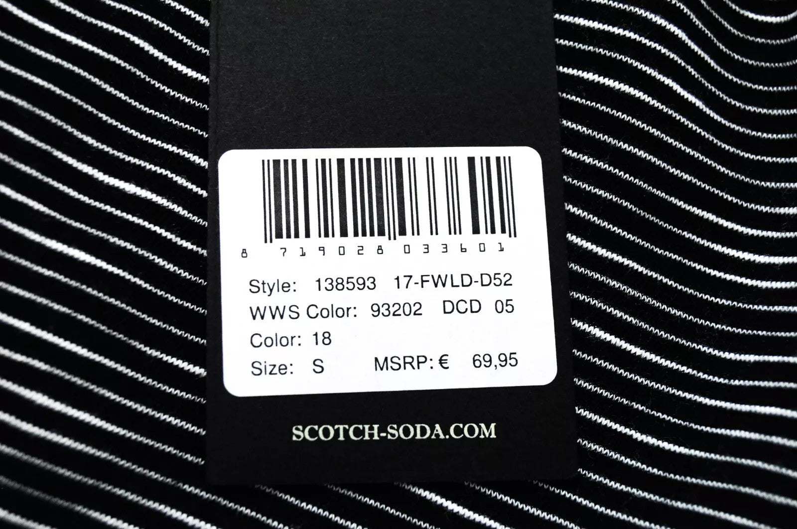 SCOTCH & SODA Ams Blauw Women T-Shirt S Black Striped Long Sleeveless Cotton