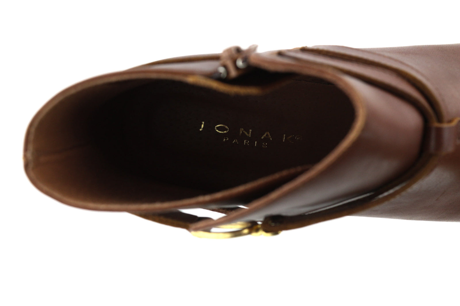 JONAK Women Boots EU40 UK7.5 Brown Leather Almond Toe Ankle Top Logo Zip Closure