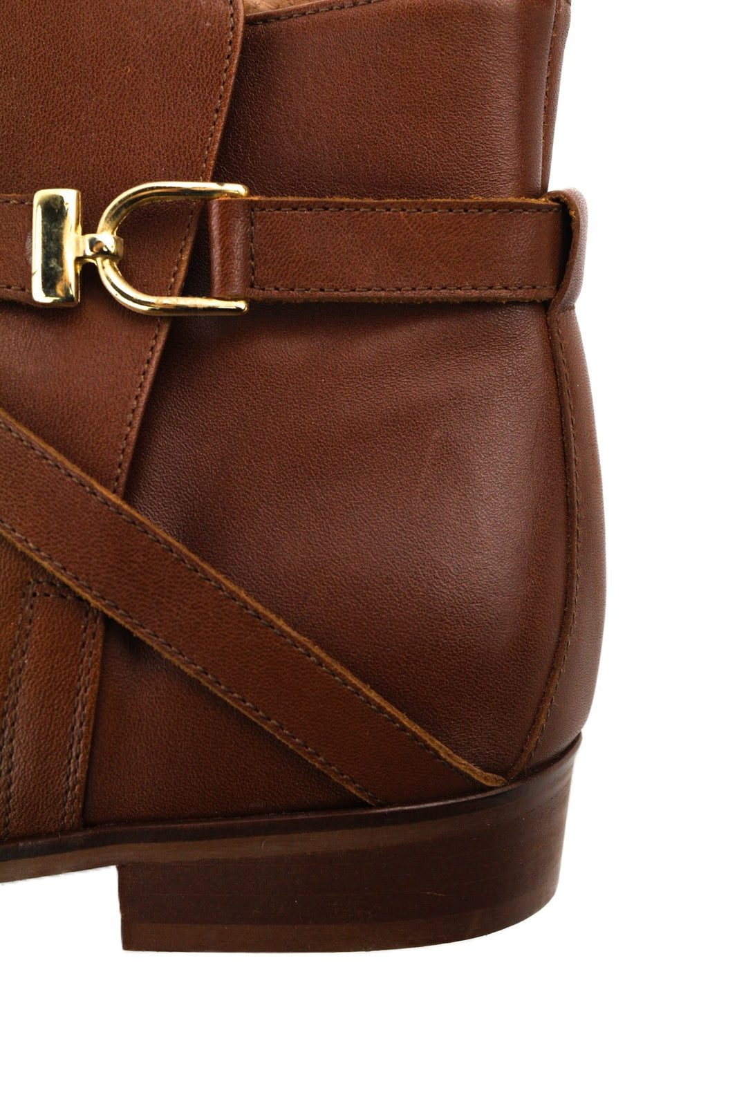 JONAK Women Boots EU40 UK7.5 Brown Leather Almond Toe Ankle Top Logo Zip Closure