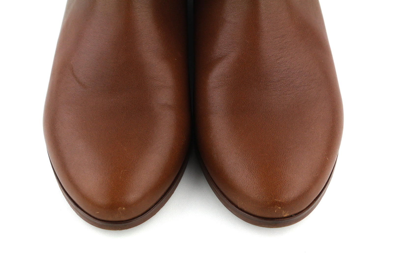 JONAK Women Boots EU40 UK7.5 Brown Leather Almond Toe Ankle Top Logo Zip Closure