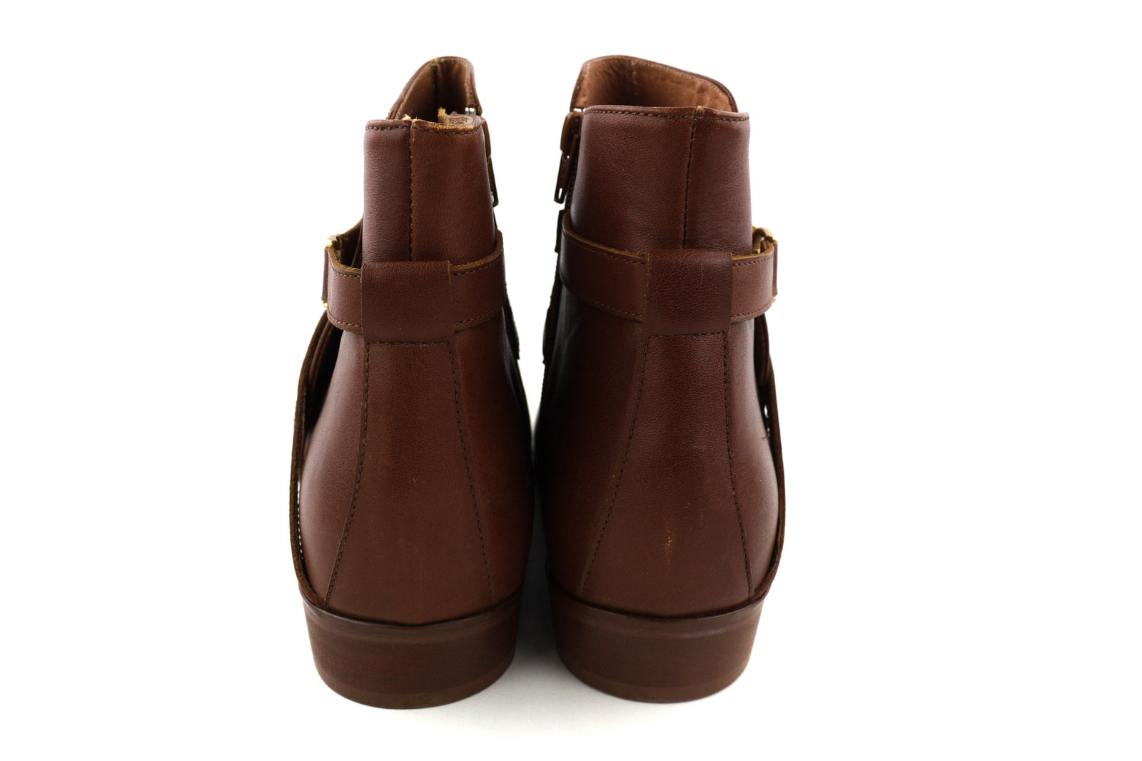 JONAK Women Boots EU40 UK7.5 Brown Leather Almond Toe Ankle Top Logo Zip Closure