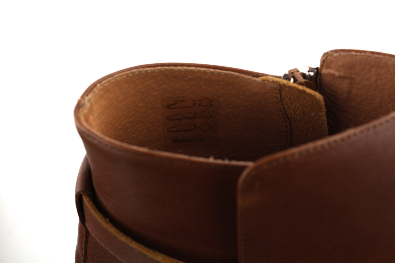 JONAK Women Boots EU40 UK7.5 Brown Leather Almond Toe Ankle Top Logo Zip Closure