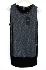 SCOTCH & SODA Ams Blauw Women T-Shirt M Black Striped Long Sleeveless Round Neck