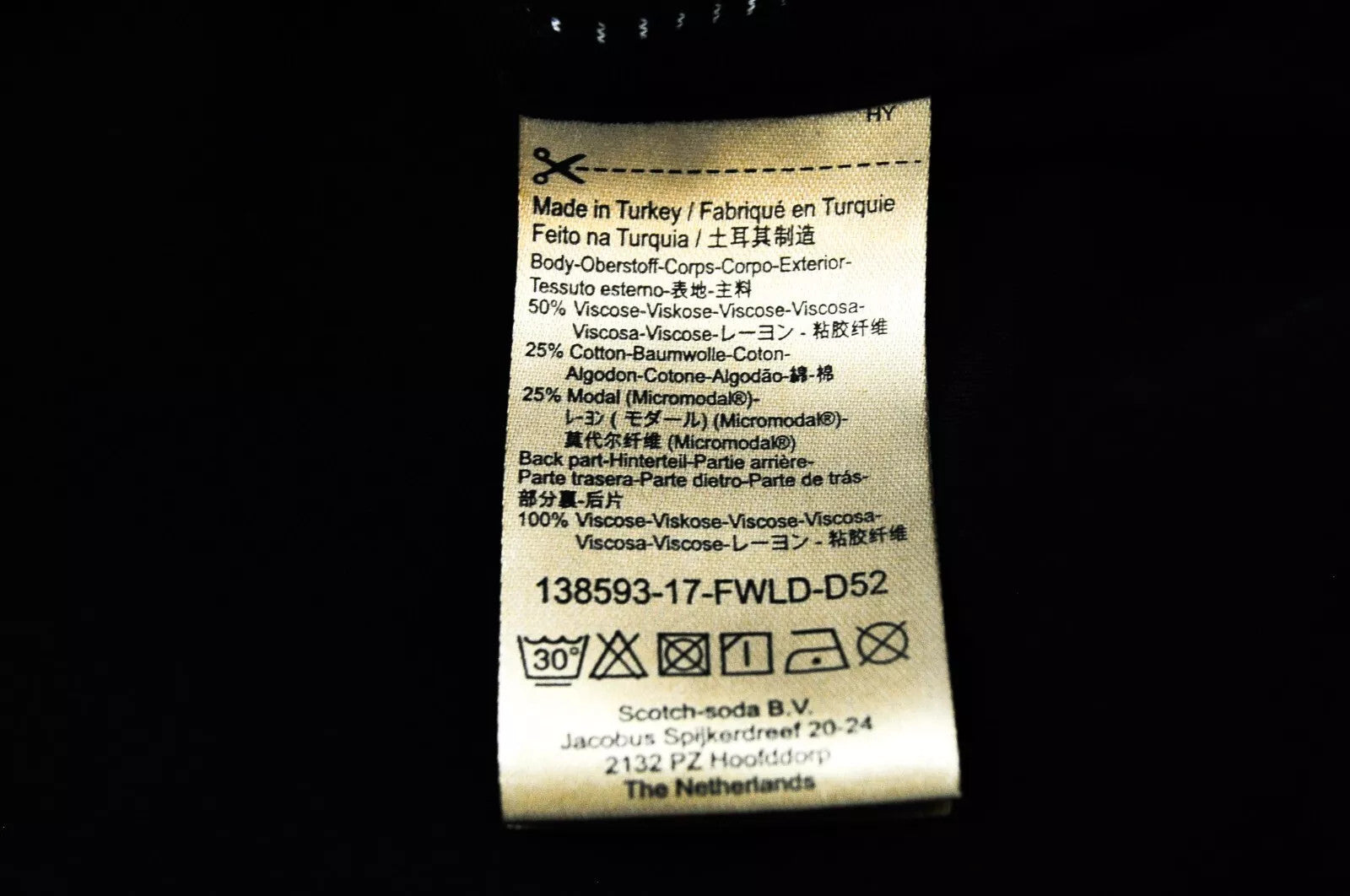 SCOTCH & SODA Ams Blauw Women T-Shirt M Black Striped Long Sleeveless Round Neck