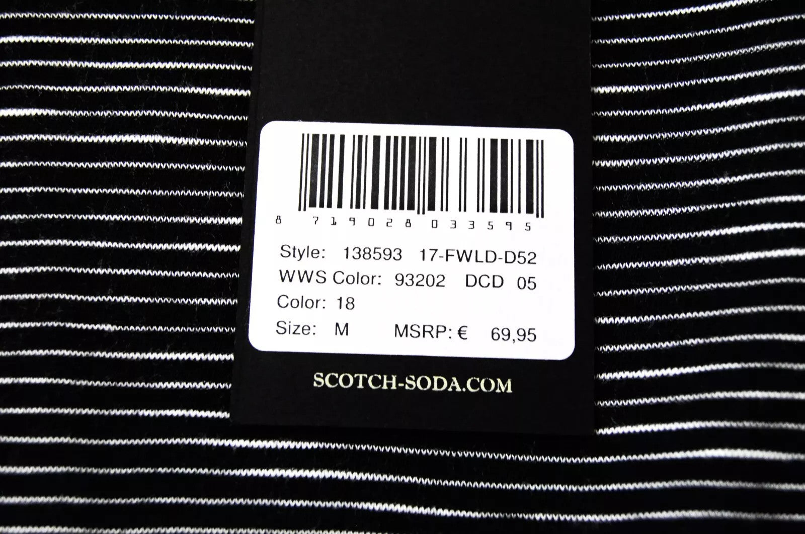 SCOTCH & SODA Ams Blauw Women T-Shirt M Black Striped Long Sleeveless Round Neck