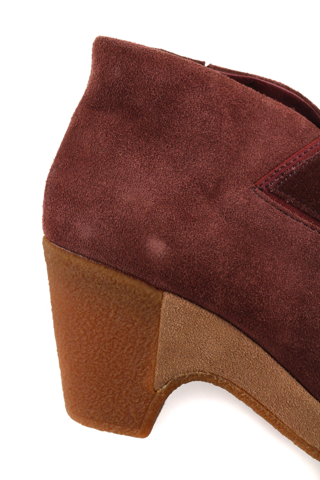 CAMPER Women Boots EU37 UK4 Burgundy Suede Leather Patch Heel Almond Toe Pull On