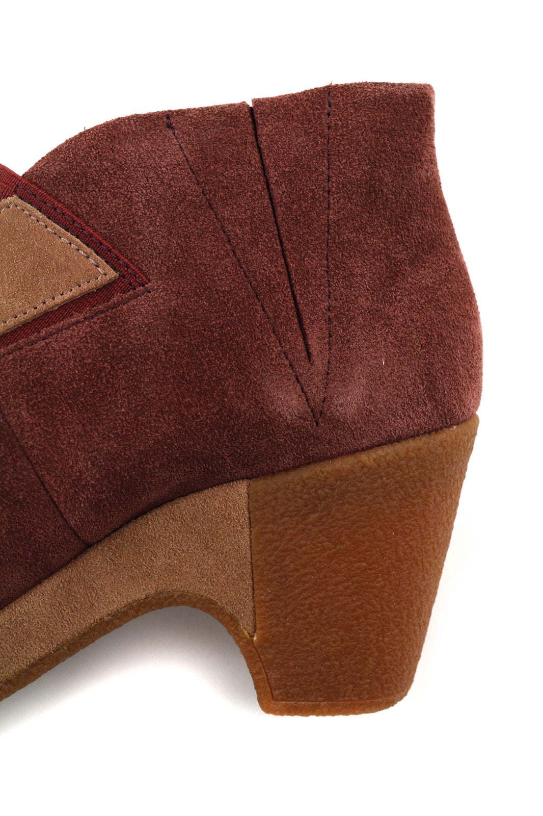 CAMPER Women Boots EU37 UK4 Burgundy Suede Leather Patch Heel Almond Toe Pull On