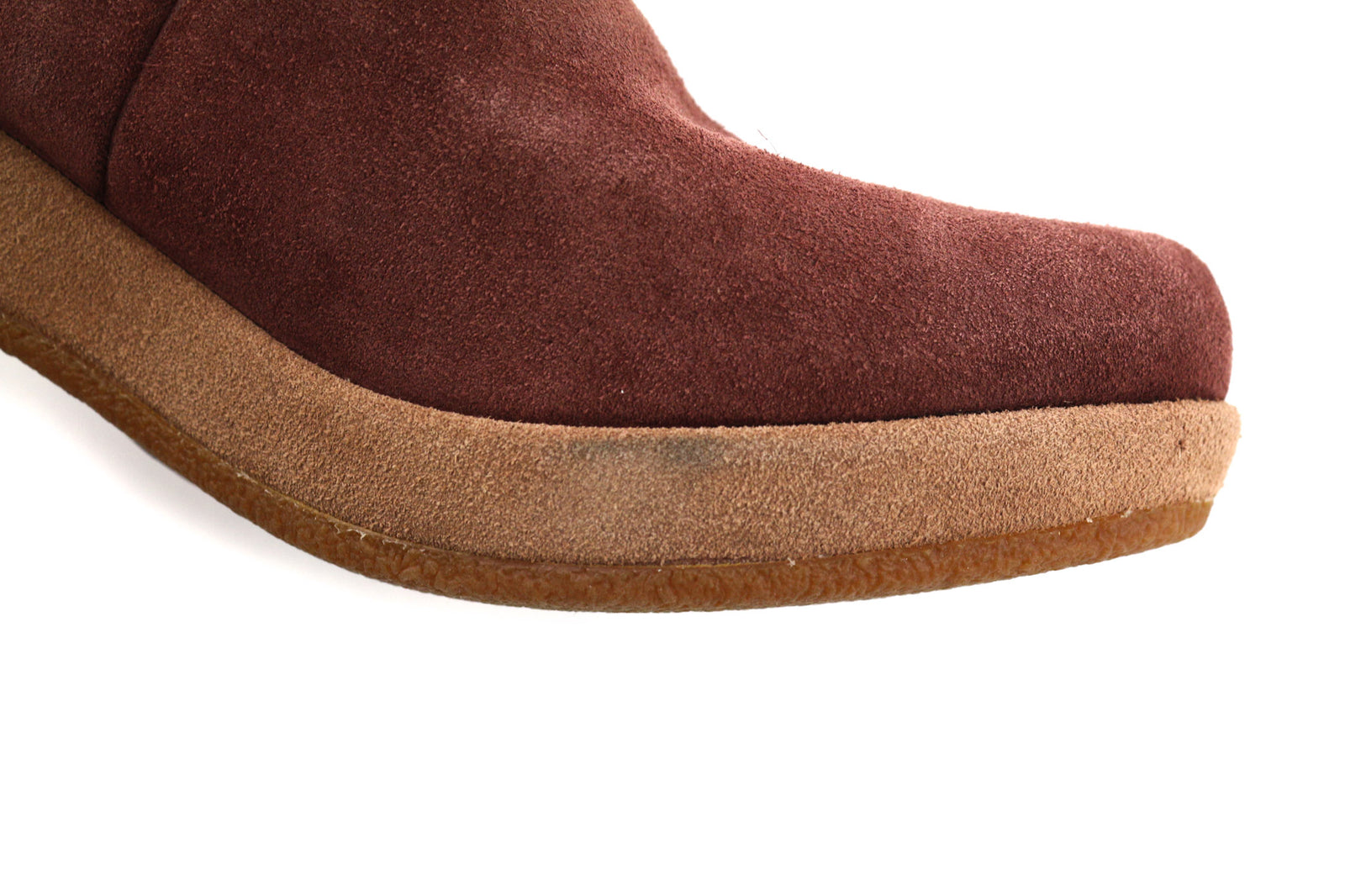 CAMPER Women Boots EU37 UK4 Burgundy Suede Leather Patch Heel Almond Toe Pull On