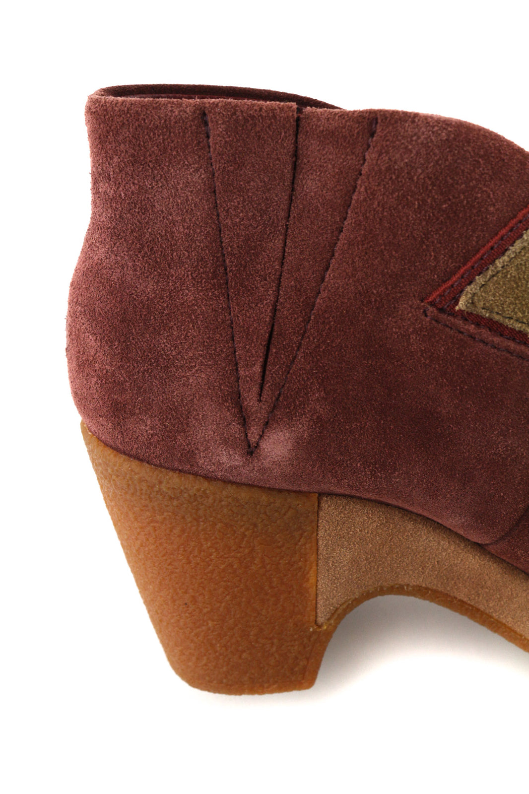 CAMPER Women Boots EU37 UK4 Burgundy Suede Leather Patch Heel Almond Toe Pull On