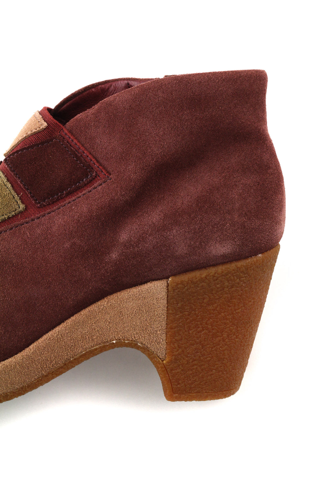 CAMPER Women Boots EU37 UK4 Burgundy Suede Leather Patch Heel Almond Toe Pull On