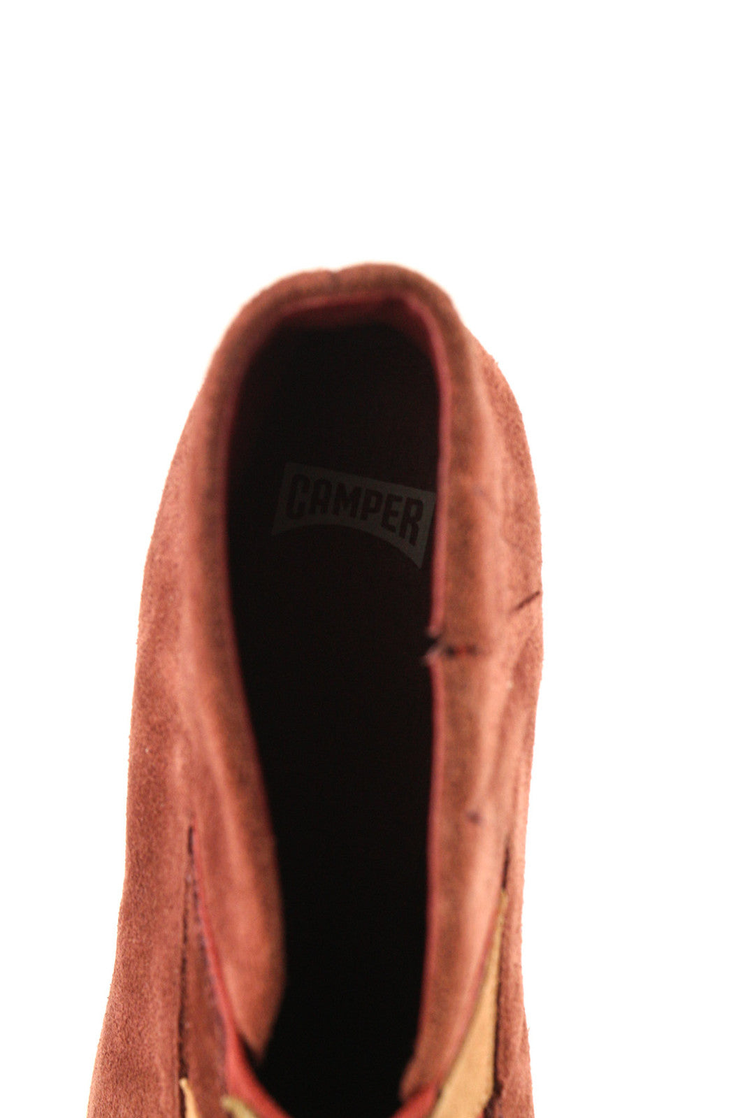 CAMPER Women Boots EU37 UK4 Burgundy Suede Leather Patch Heel Almond Toe Pull On