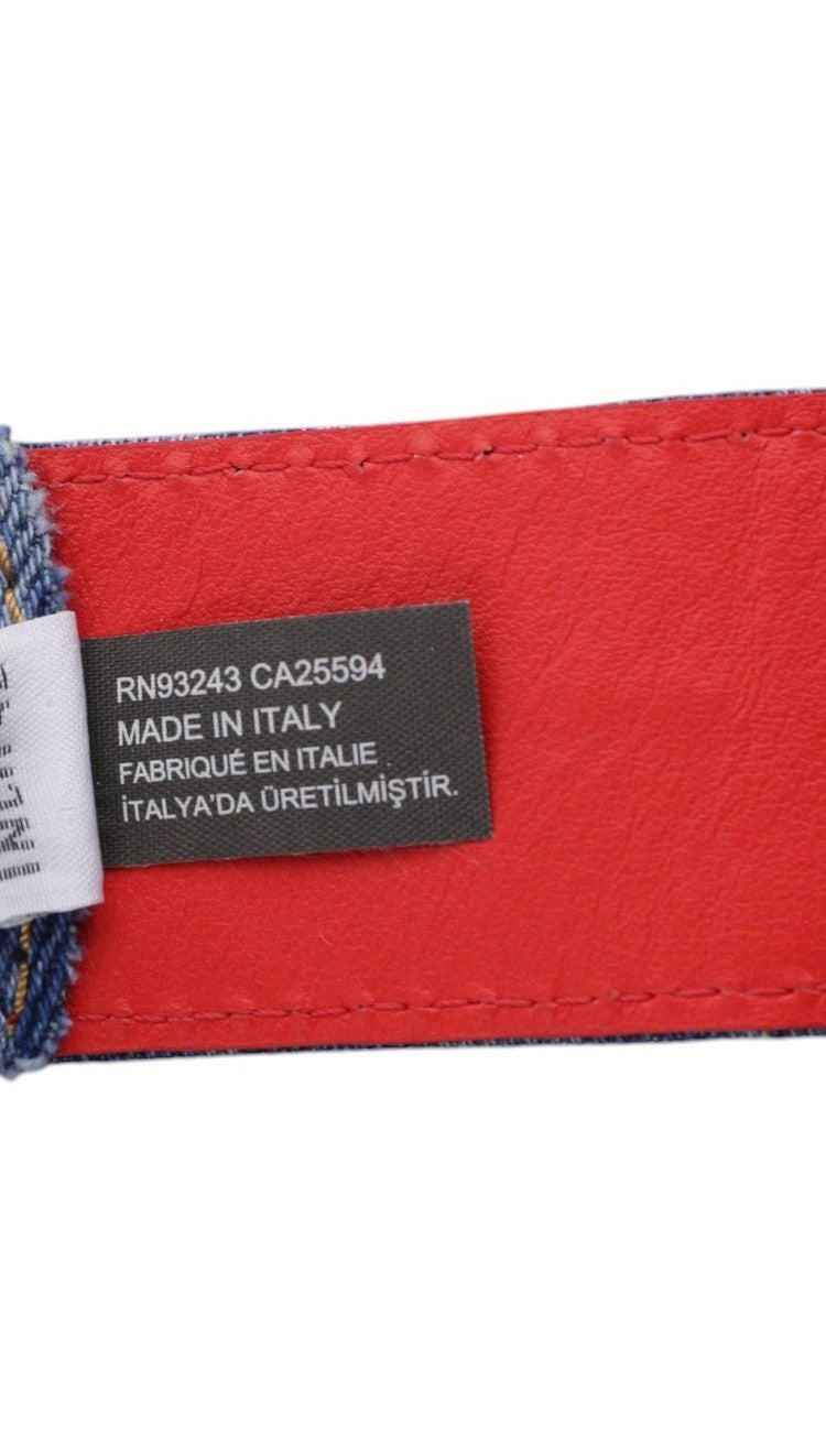 DIESEL B-Monogram Men Belt 105 cm Blue Leather Denim Logo Printed RRP€150