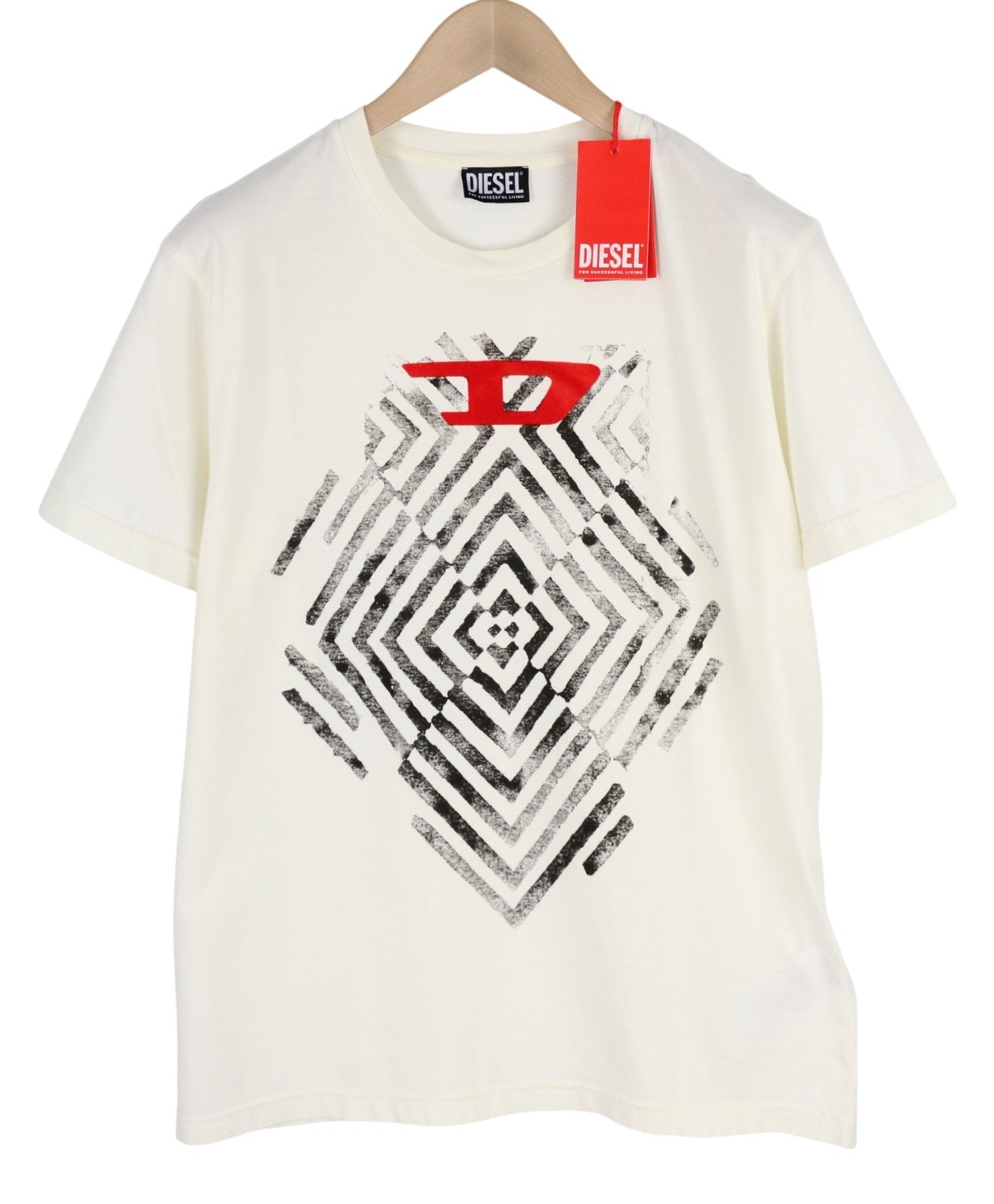 DIESEL T-Diegor-C16 Men T-Shirt L Off White Short Sleeved Crew Collar Tricot