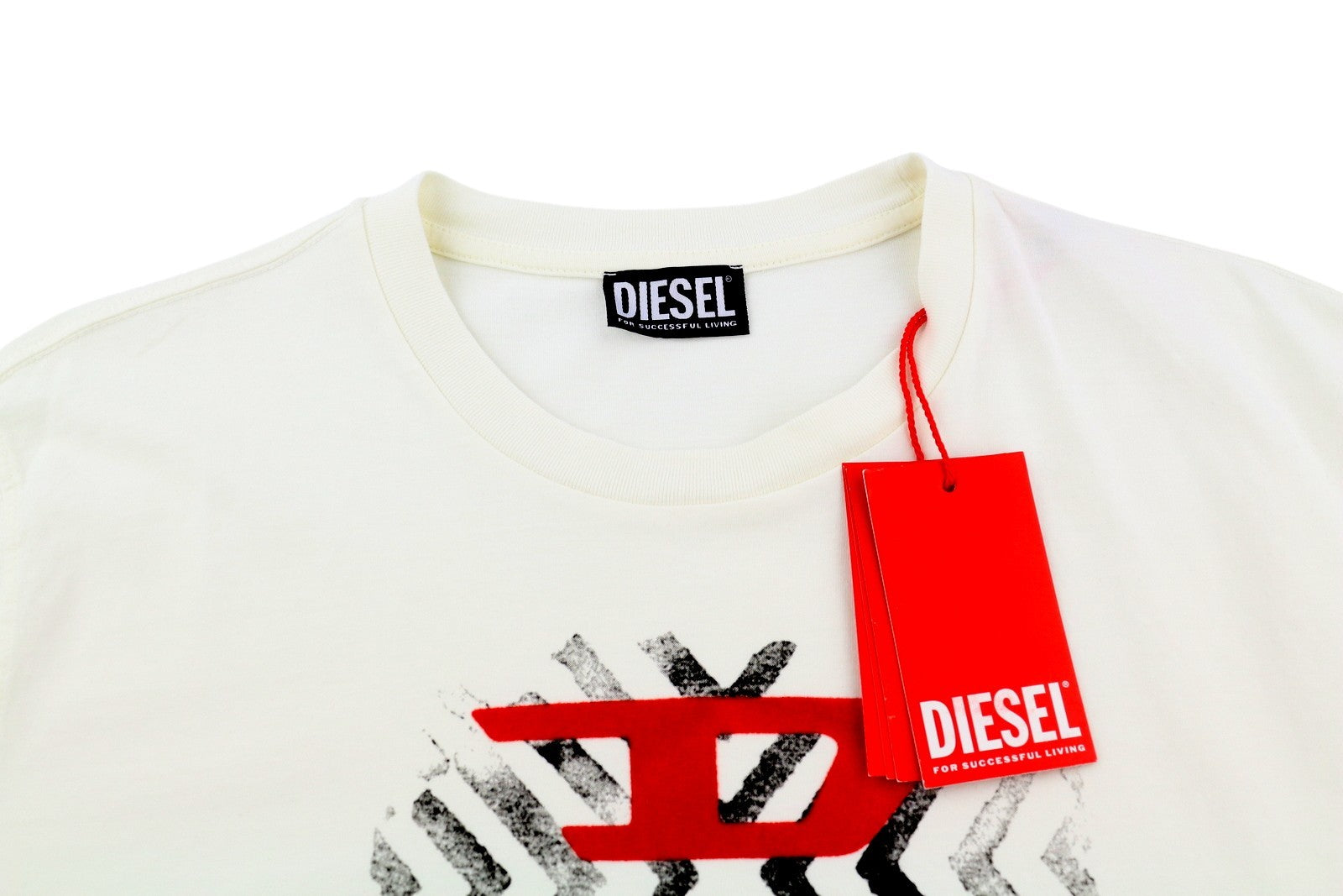 DIESEL T-Diegor-C16 Men T-Shirt L Off White Short Sleeved Crew Collar Tricot