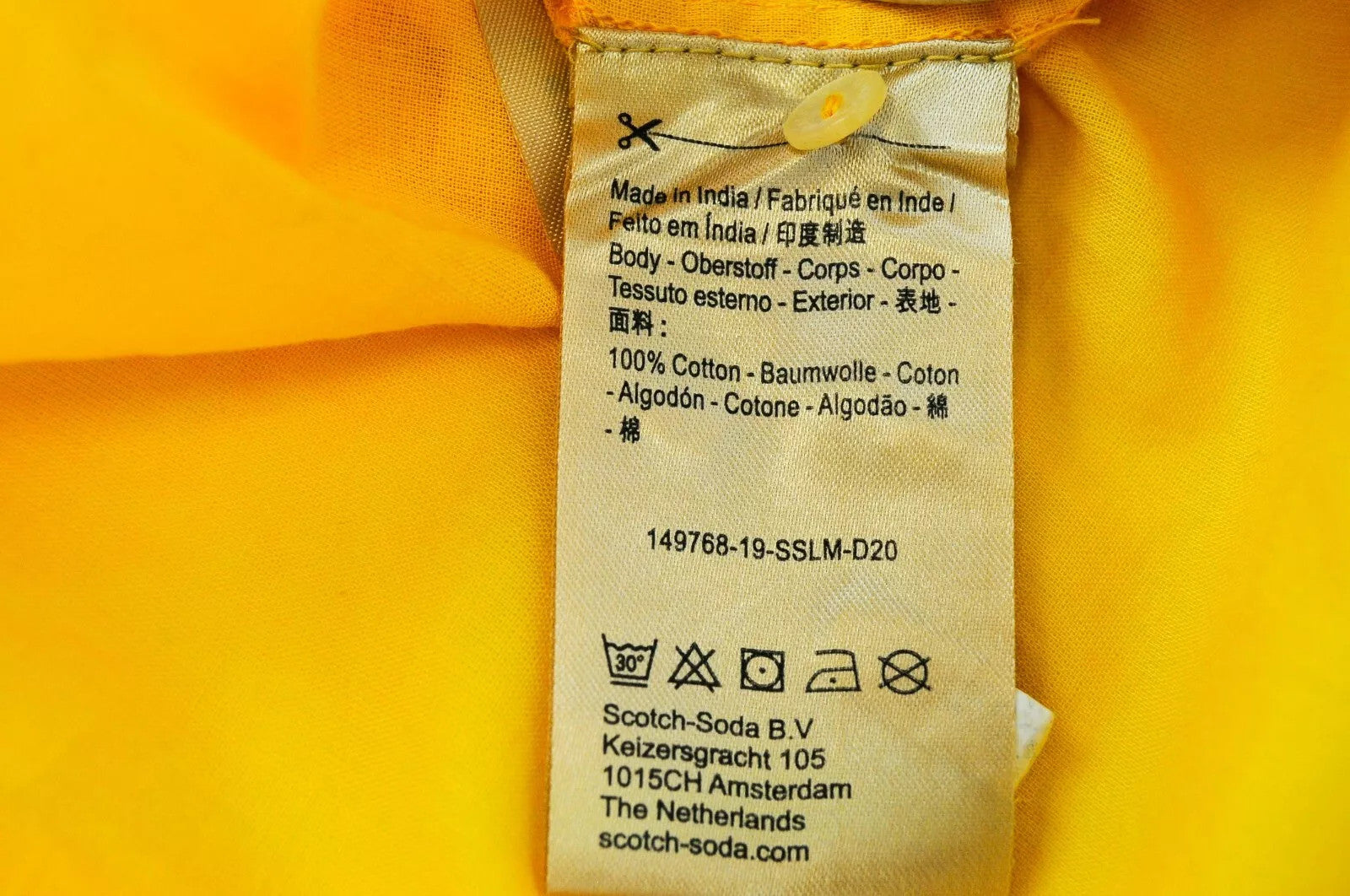 MAISON SCOTCH Women Shirt XS Yellow Pure Cotton Long Sleeved Spread Collared