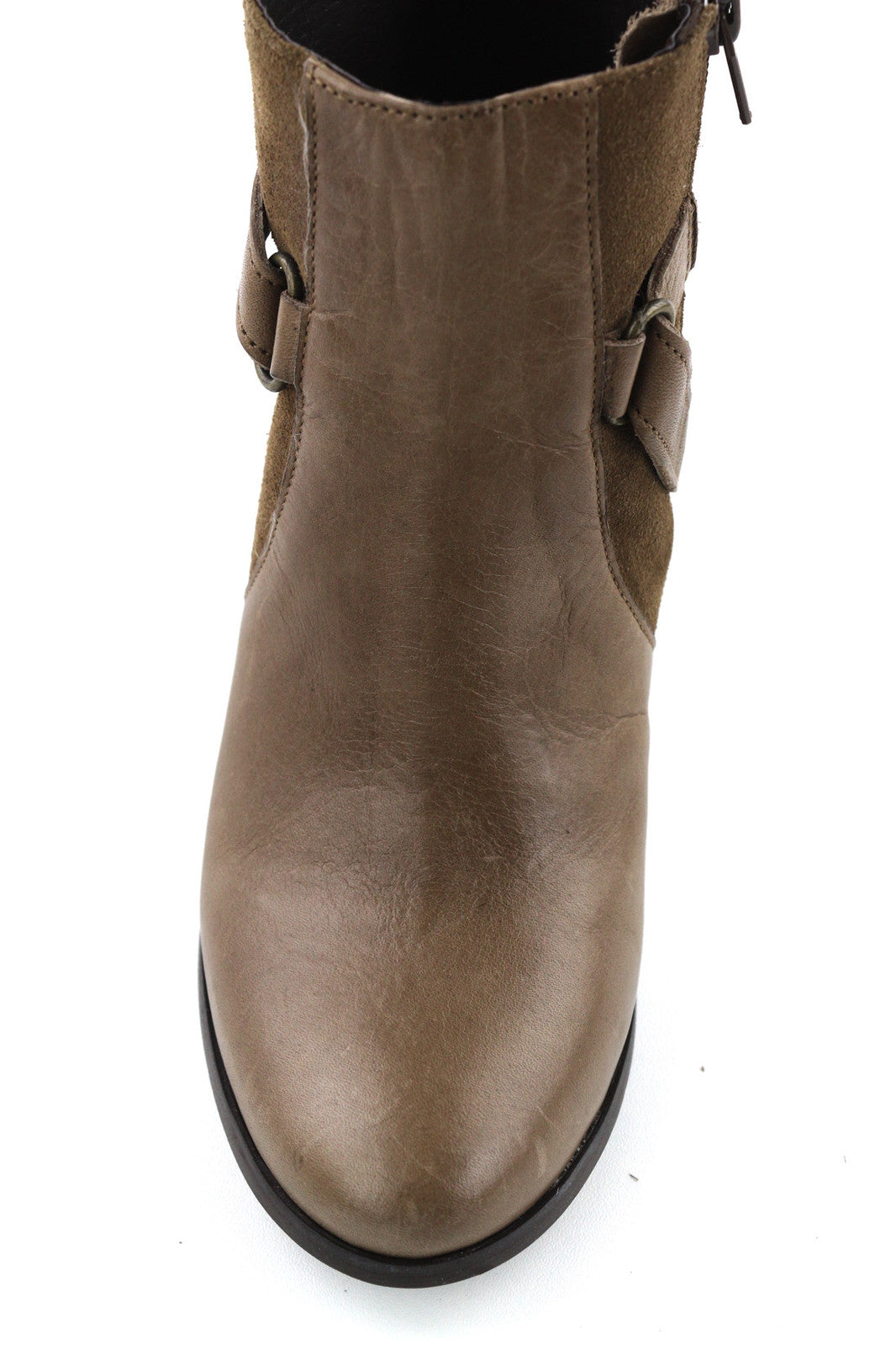 JONAK Women Boots EU39 UK6.5 Brown Suede Leather Zip Almond Toe High Heel Buckle