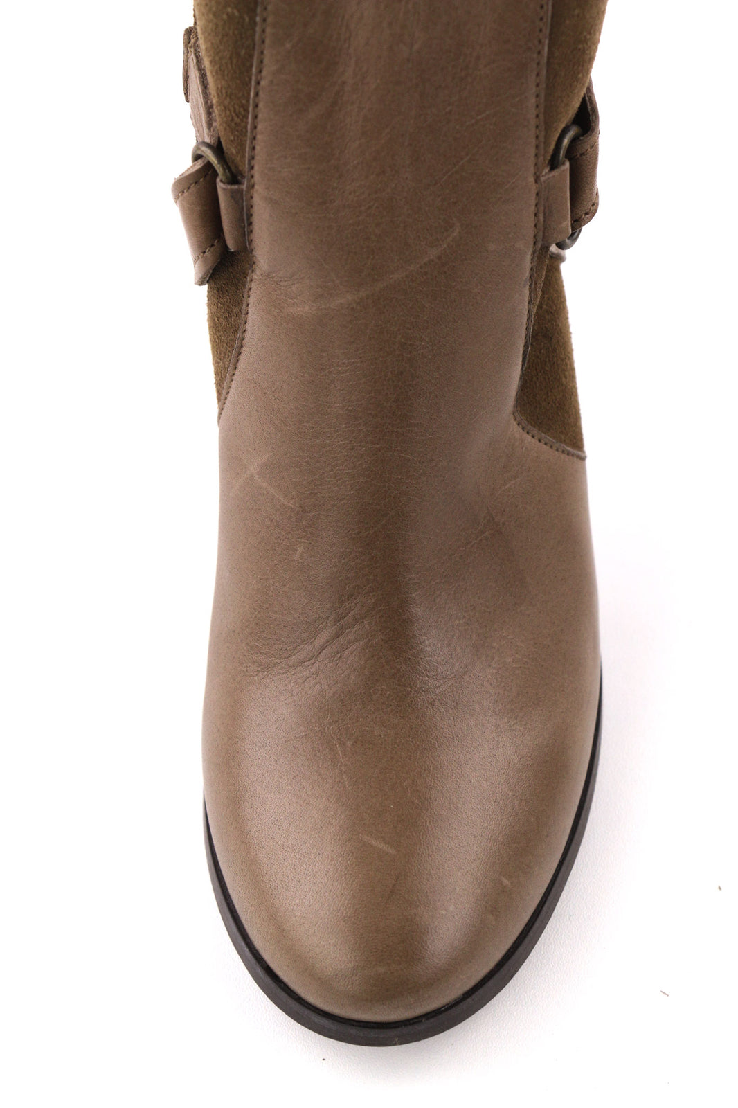 JONAK Women Boots EU39 UK6.5 Brown Suede Leather Zip Almond Toe High Heel Buckle