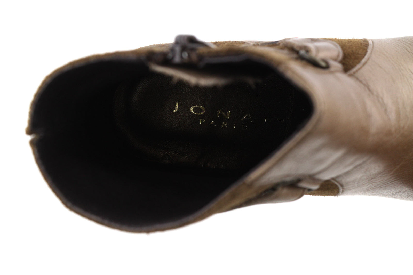 JONAK Women Boots EU36 UK3.5 Brown Suede Leather Zip Almond Toe High Heel Buckle