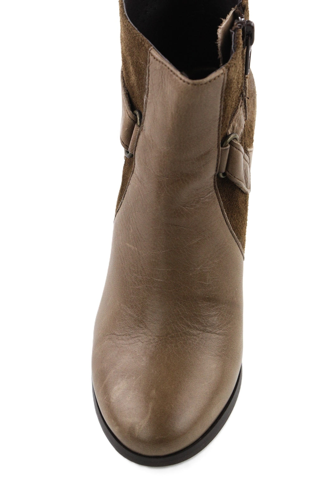 JONAK Women Boots EU36 UK3.5 Brown Suede Leather Zip Almond Toe High Heel Buckle