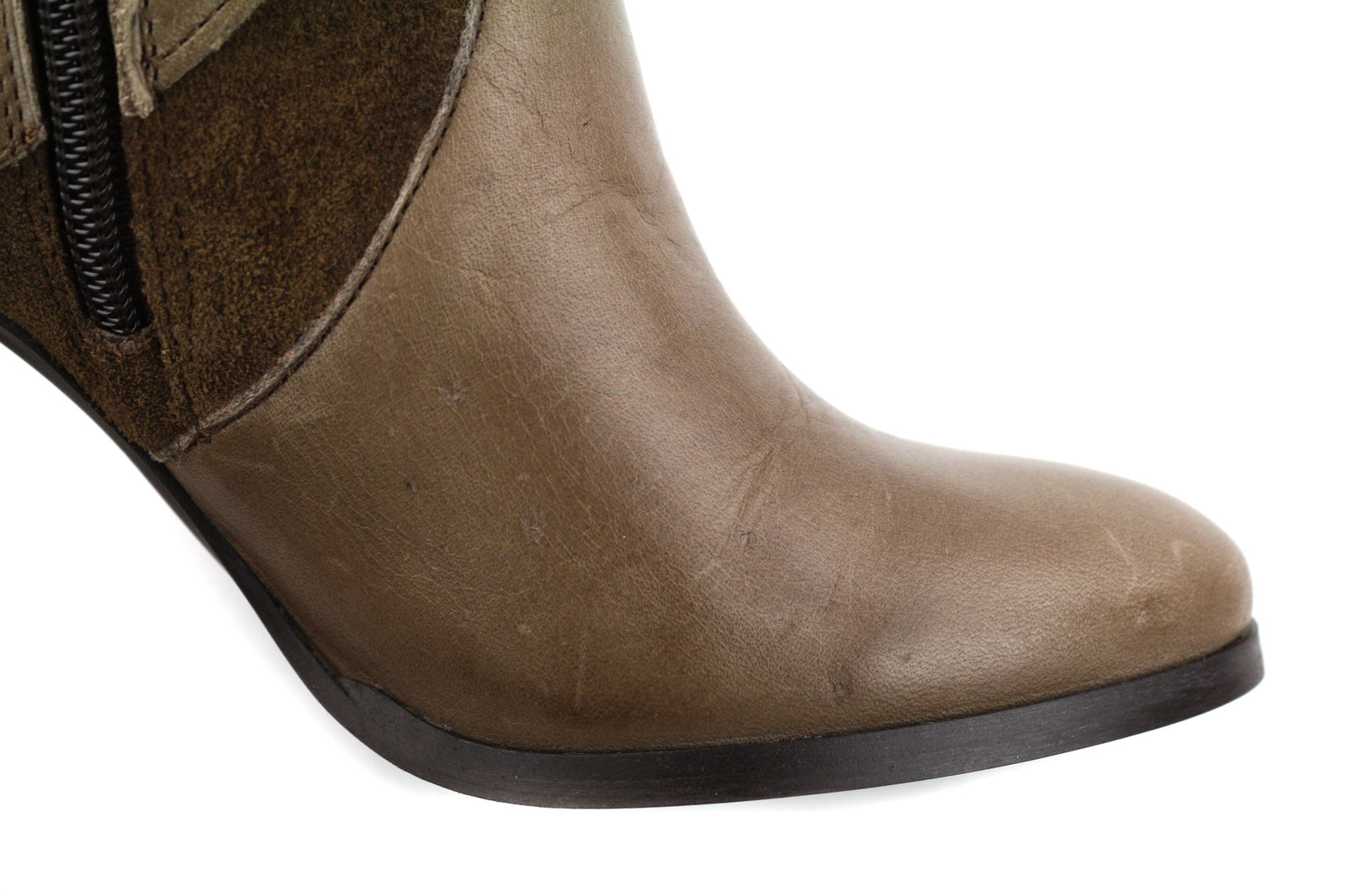 JONAK Women Boots EU36 UK3.5 Brown Suede Leather Zip Almond Toe High Heel Buckle