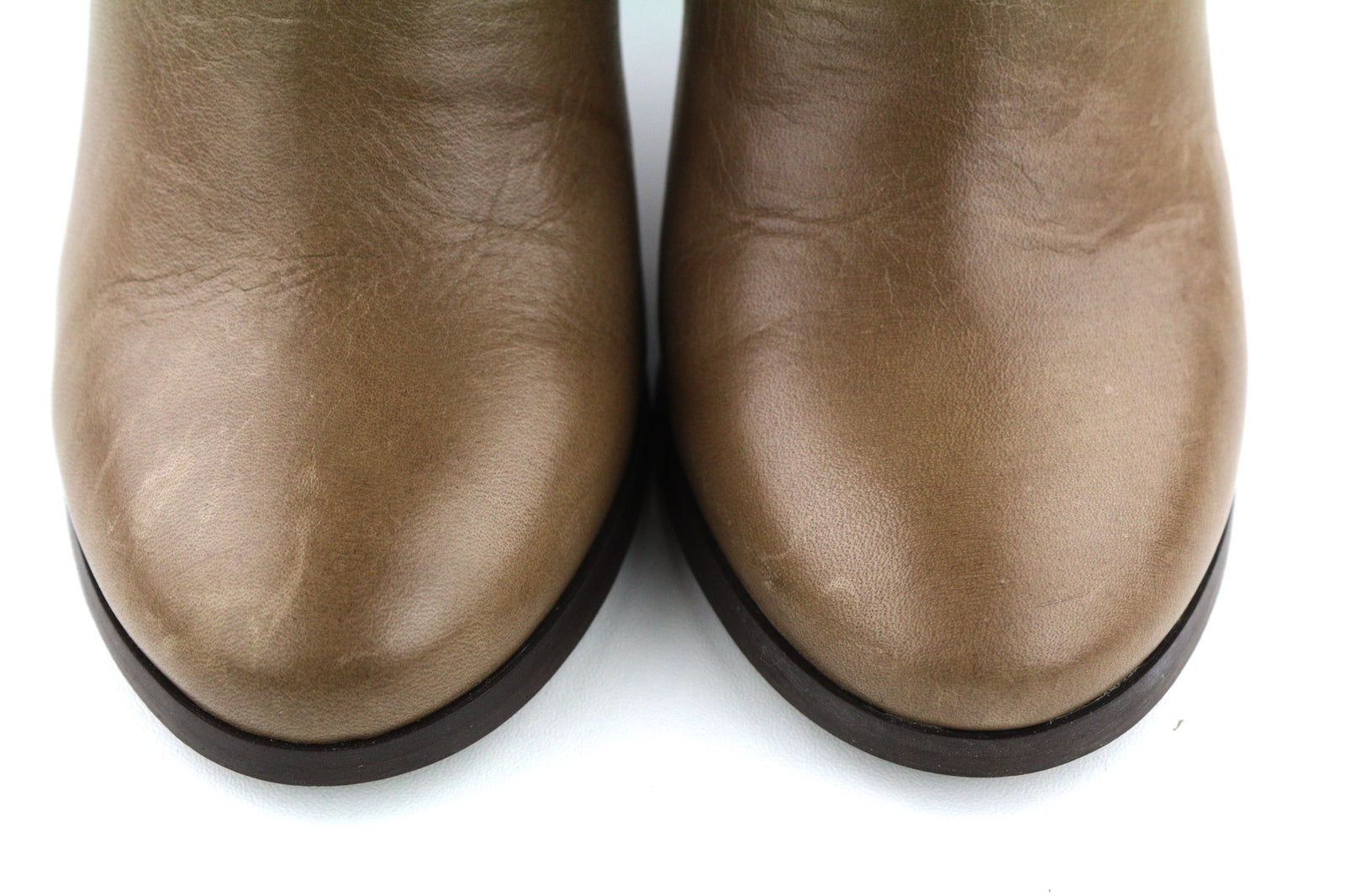 JONAK Women Boots EU36 UK3.5 Brown Suede Leather Zip Almond Toe High Heel Buckle