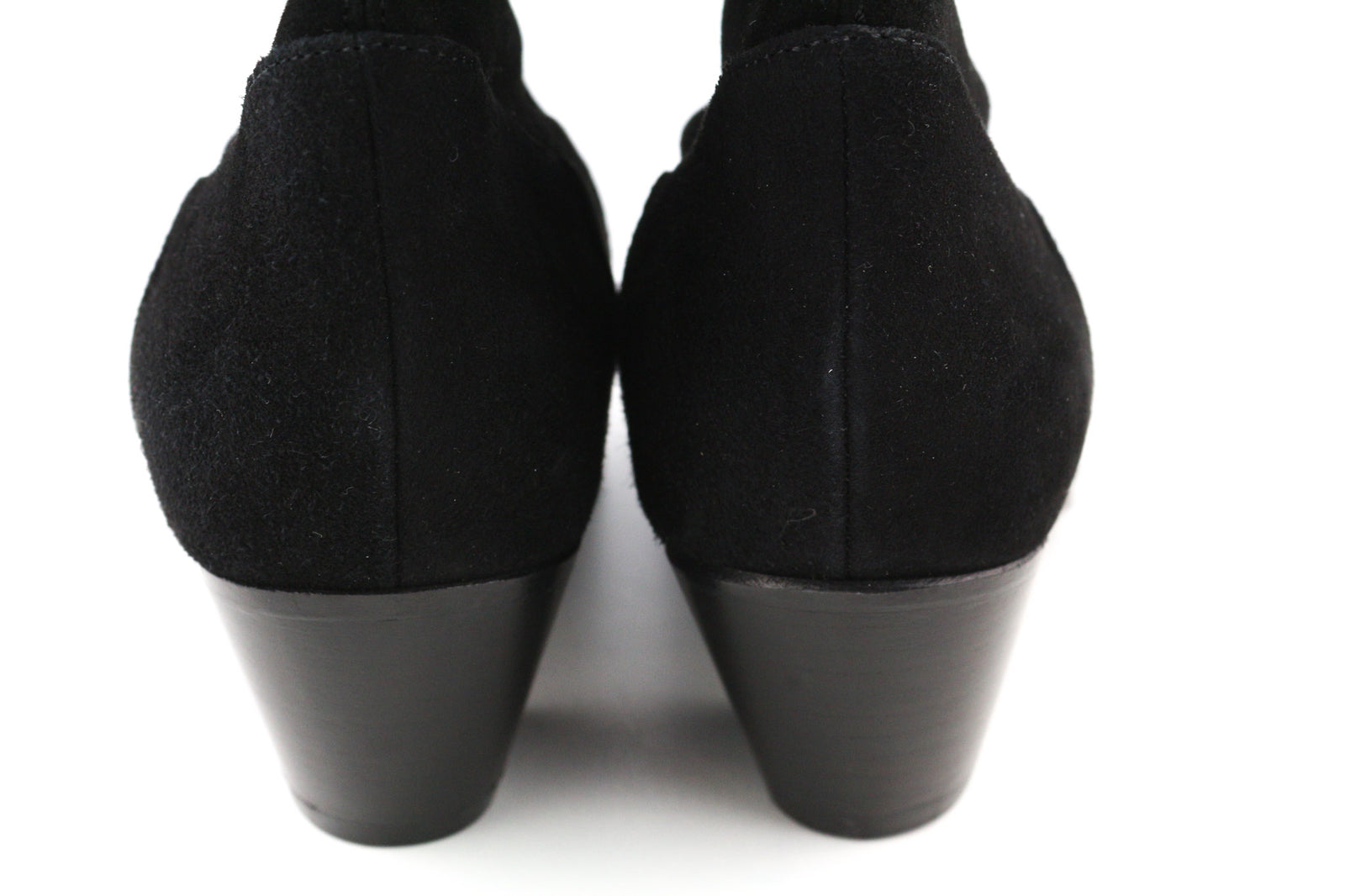 MAJE Flikuio Women Boots EU37 UK4 Black Elasticated Leather Thigh Heel Thin Feet