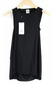 GYMSHARK  Women T-Shirt XS Laser Cut Tank Solid Black Breathable Lightweight