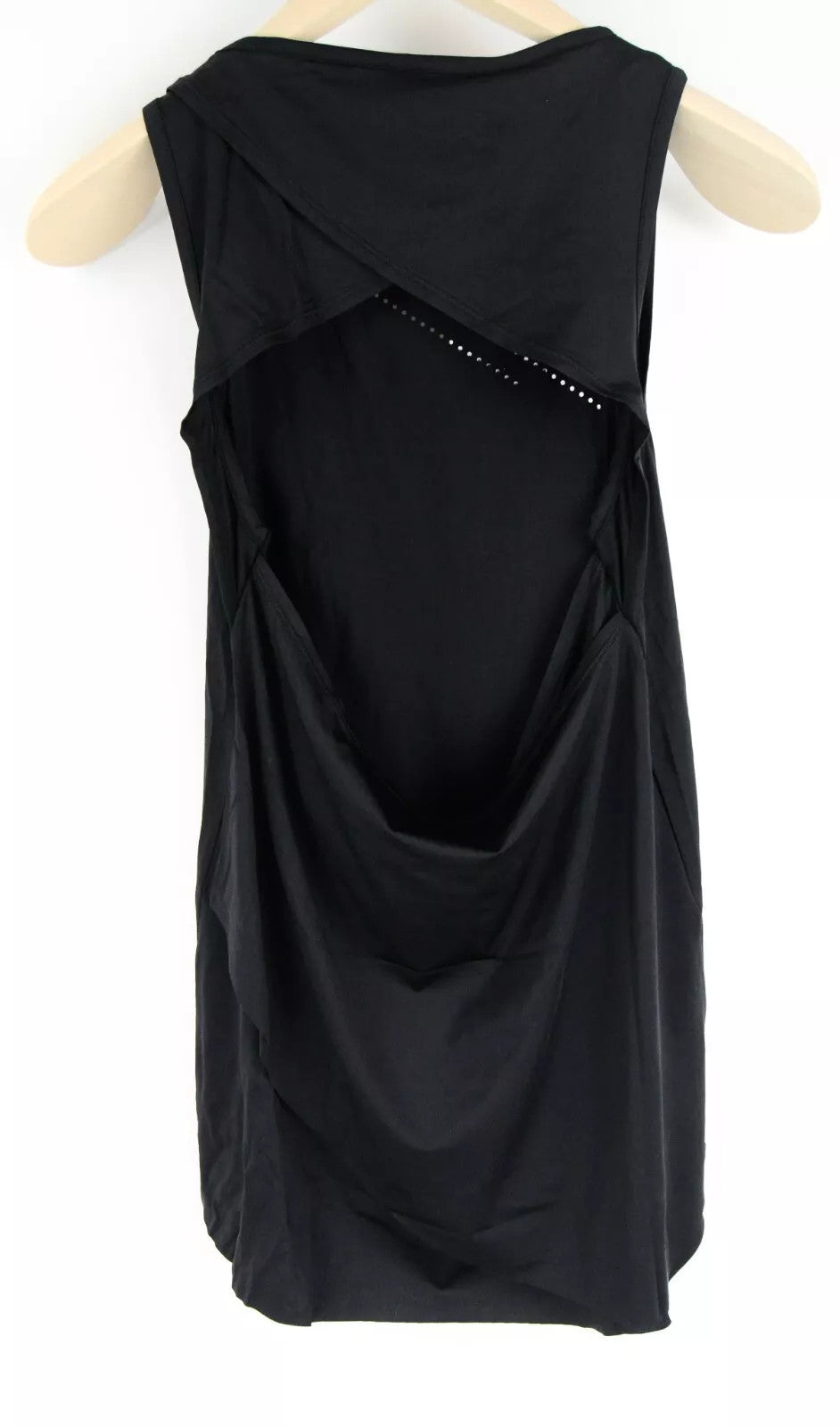 GYMSHARK  Women T-Shirt XS Laser Cut Tank Solid Black Breathable Lightweight