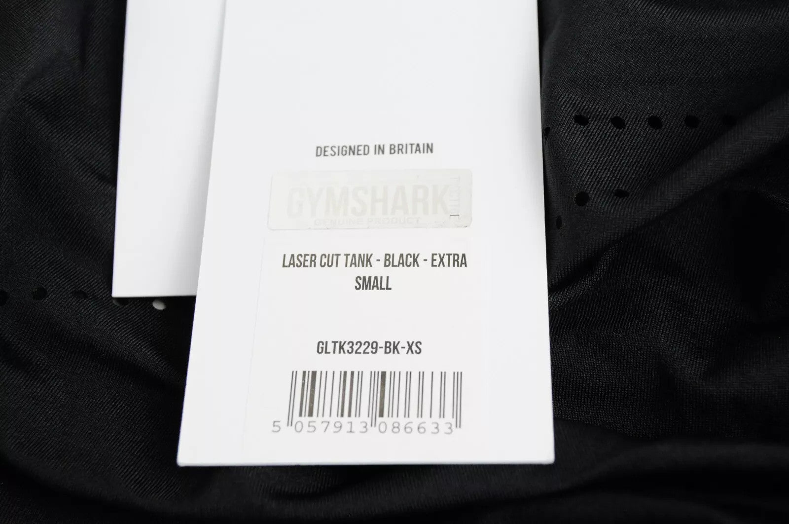 GYMSHARK  Women T-Shirt XS Laser Cut Tank Solid Black Breathable Lightweight