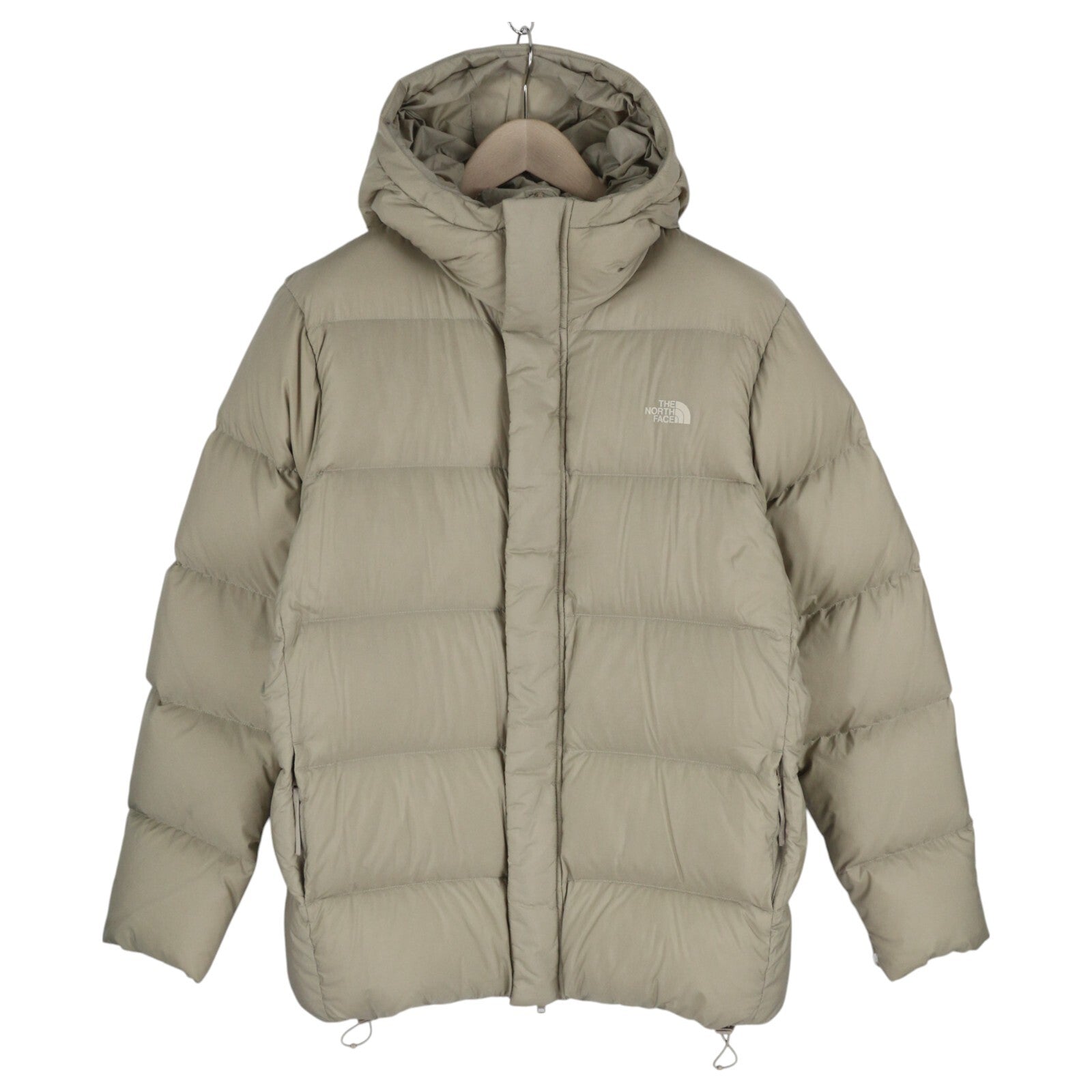 THE NORTH FACE Men Jacket M Beige 700 Down Insulated Hooded Puffer Quilted Logo