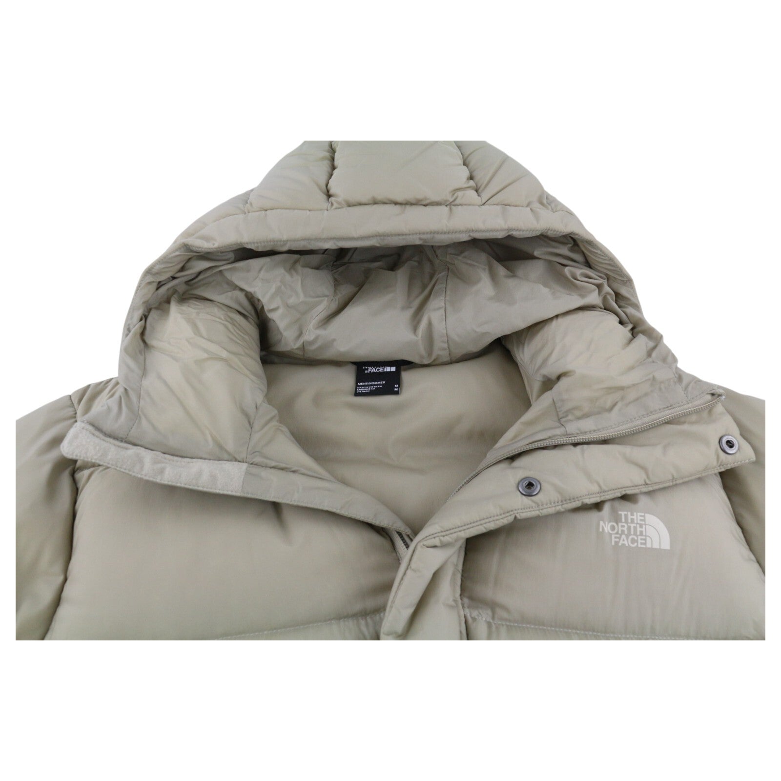 THE NORTH FACE Men Jacket M Beige 700 Down Insulated Hooded Puffer Quilted Logo