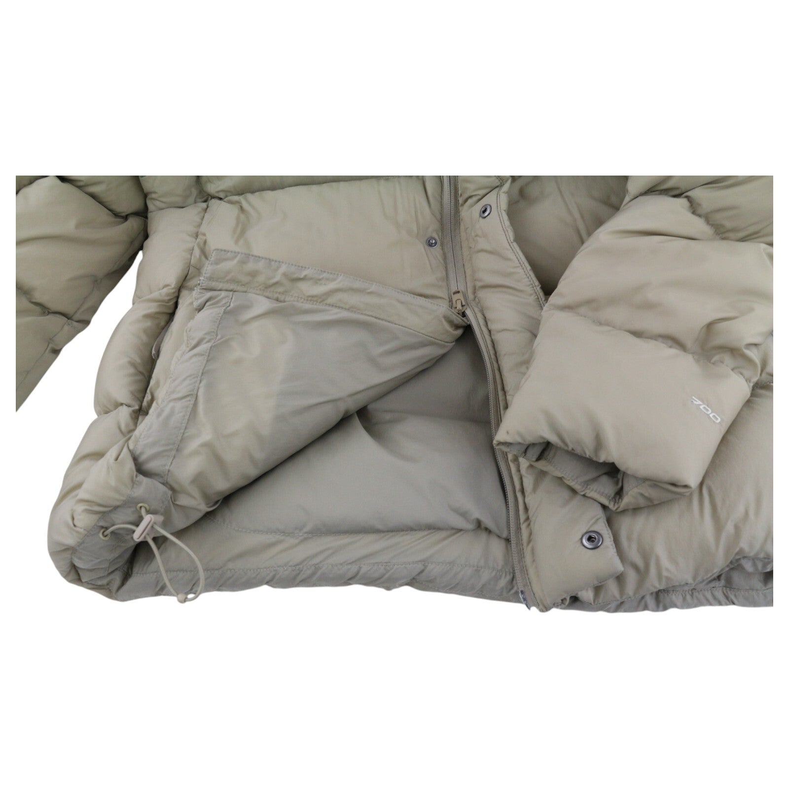 THE NORTH FACE Men Jacket M Beige 700 Down Insulated Hooded Puffer Quilted Logo