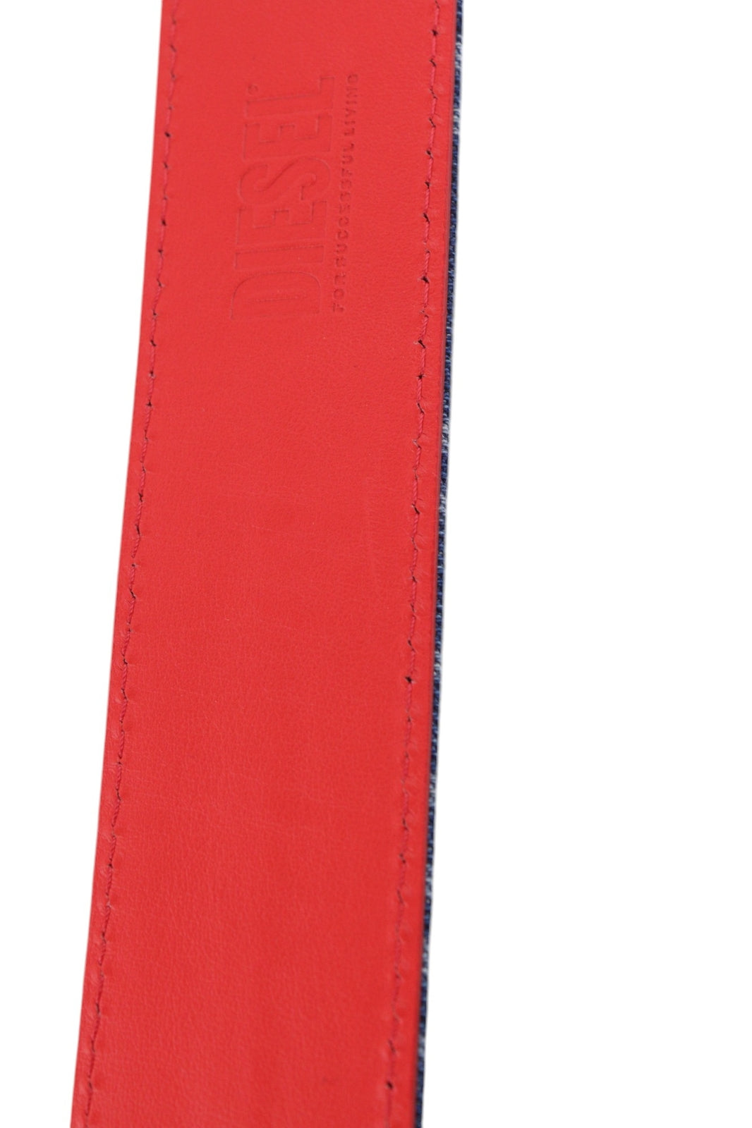 DIESEL B-Monogram Men Belt 95 cm Blue Red Leather Denim Patterned Casual RRP€150