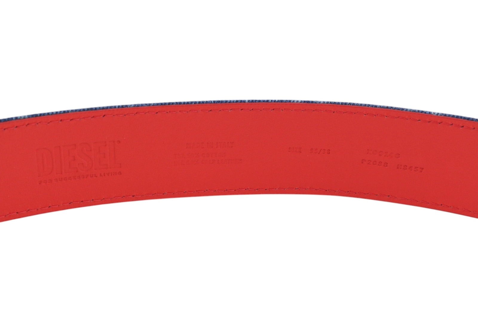 DIESEL B-Monogram Men Belt 95 cm Blue Red Leather Denim Patterned Casual RRP€150