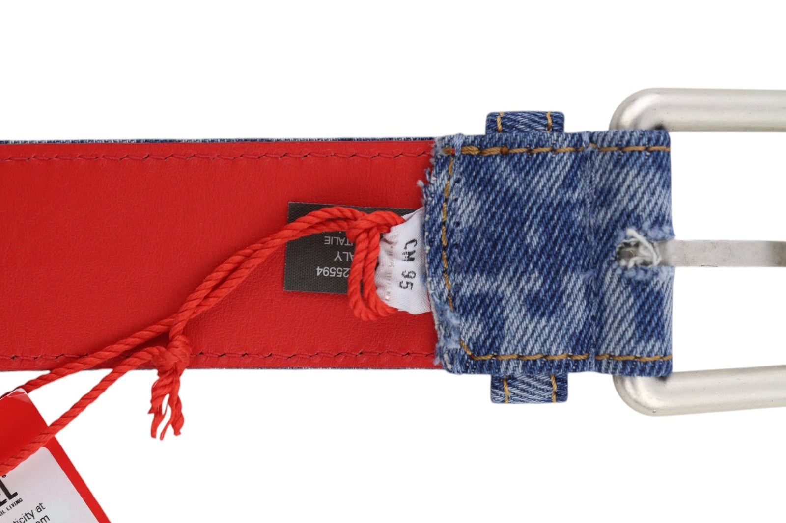 DIESEL B-Monogram Men Belt 95 cm Blue Red Leather Denim Patterned Casual RRP€150