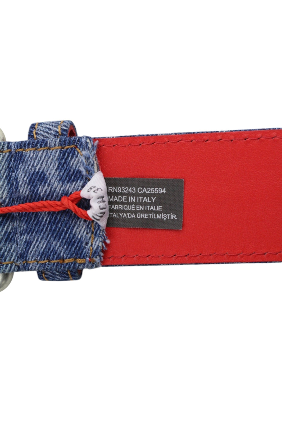 DIESEL B-Monogram Men Belt 95 cm Blue Red Leather Denim Patterned Casual RRP€150