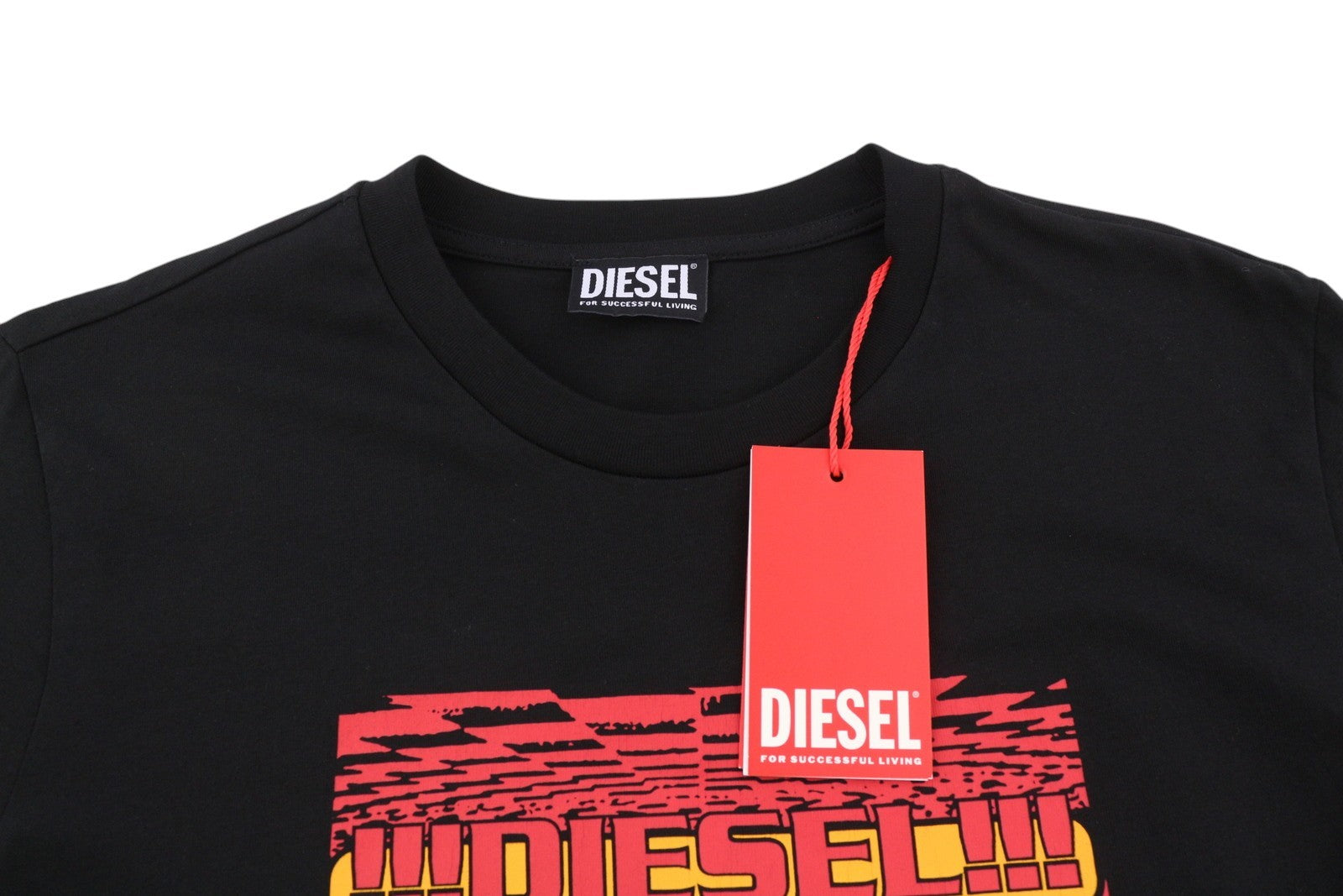 DIESEL T-Diegor-K50 Men T-Shirt XL Black Short Sleeved Crew Collar Tricot Logo