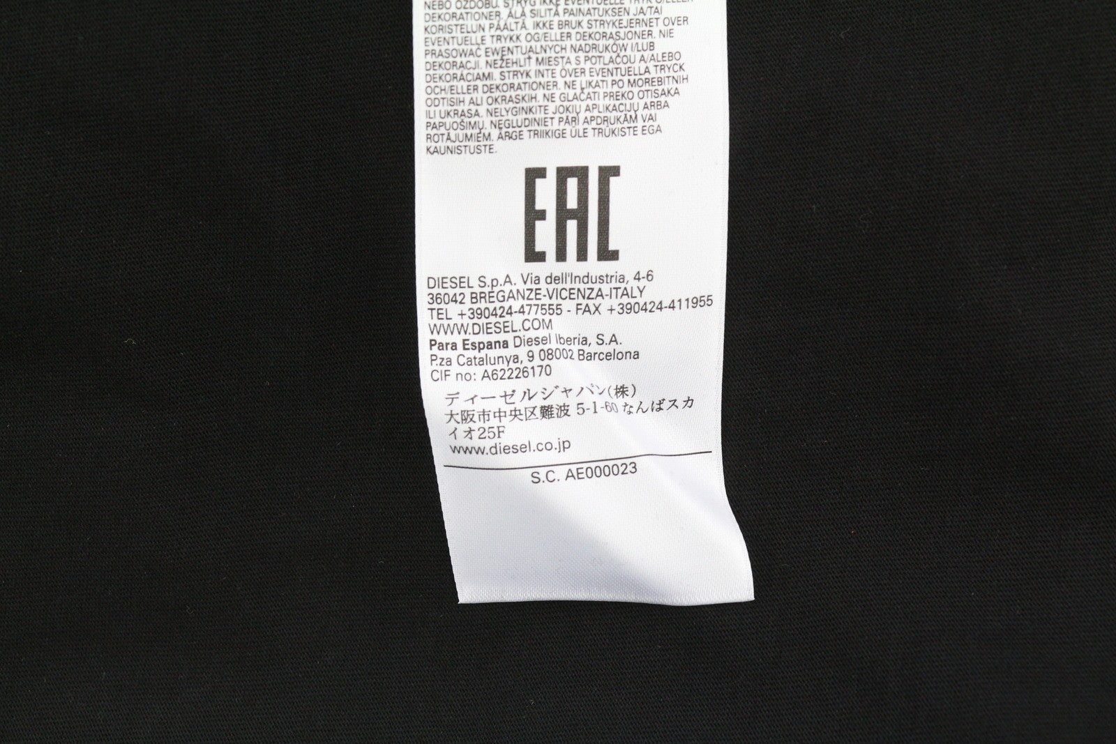 DIESEL T-Diegor-K50 Men T-Shirt XL Black Short Sleeved Crew Collar Tricot Logo