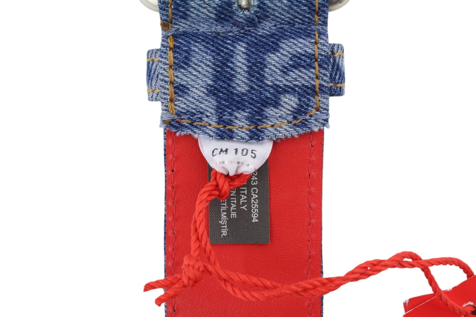 DIESEL B-Monogram Men Belt 105 cm Blue Red Leather Denim Patterned RRP€150