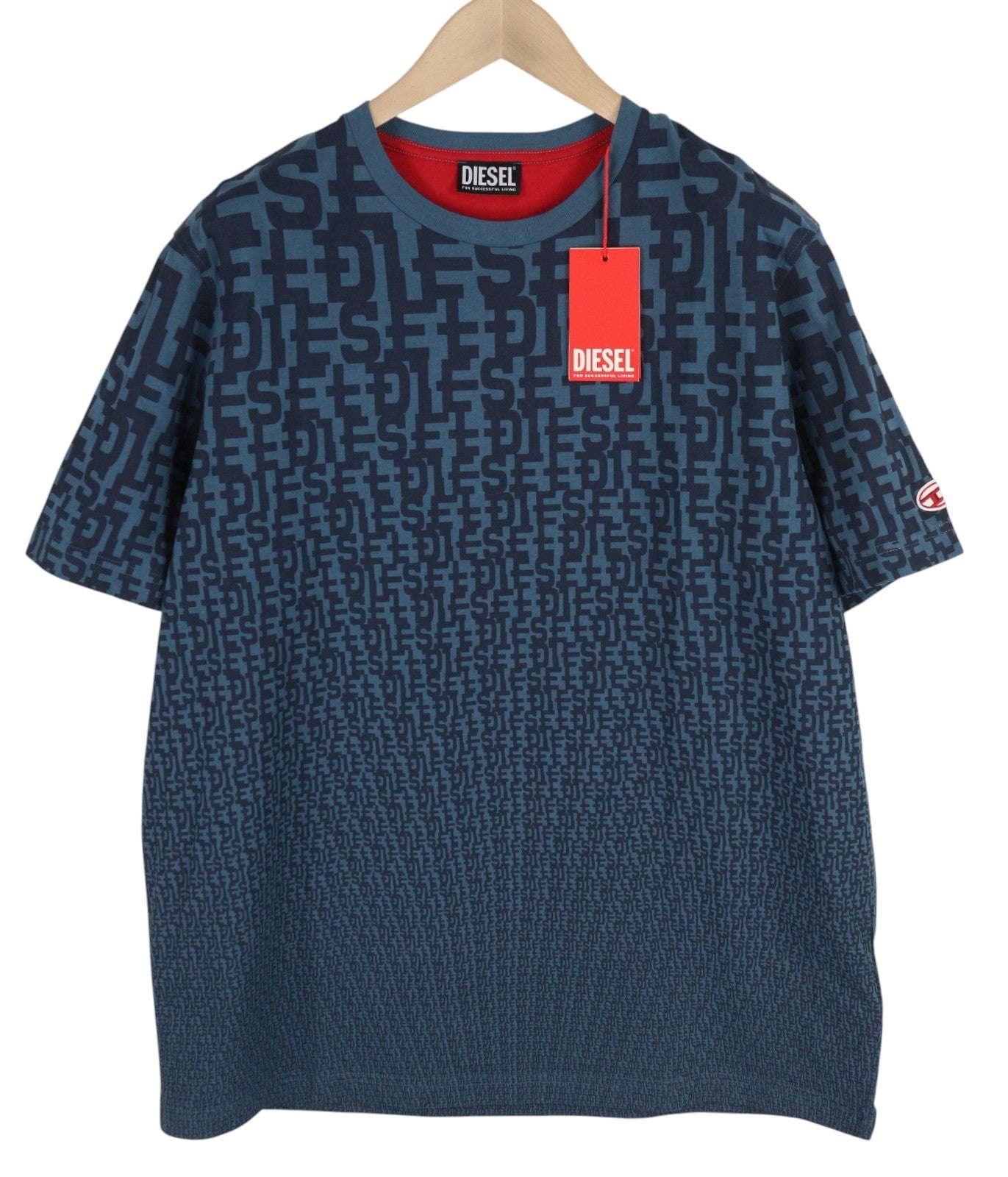 DIESEL T-Just-Mon Men T-Shirt XL Blue Short Sleeved Crew Collar Tricot RRP€125