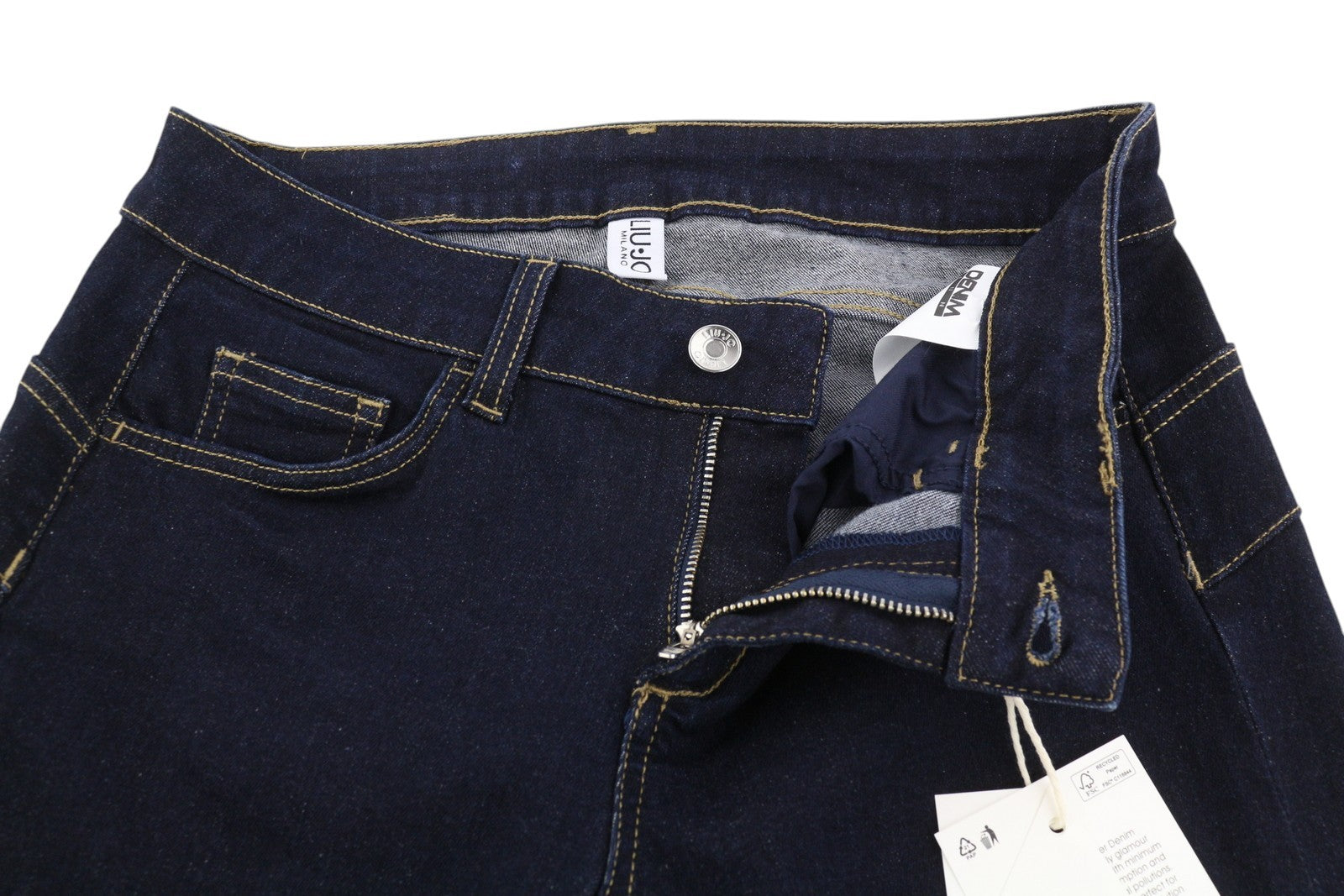 LIU JO Magnetic Women Jeans W28 Skinny Fit Zip Fly Denim Dark Blue Pockets Logo